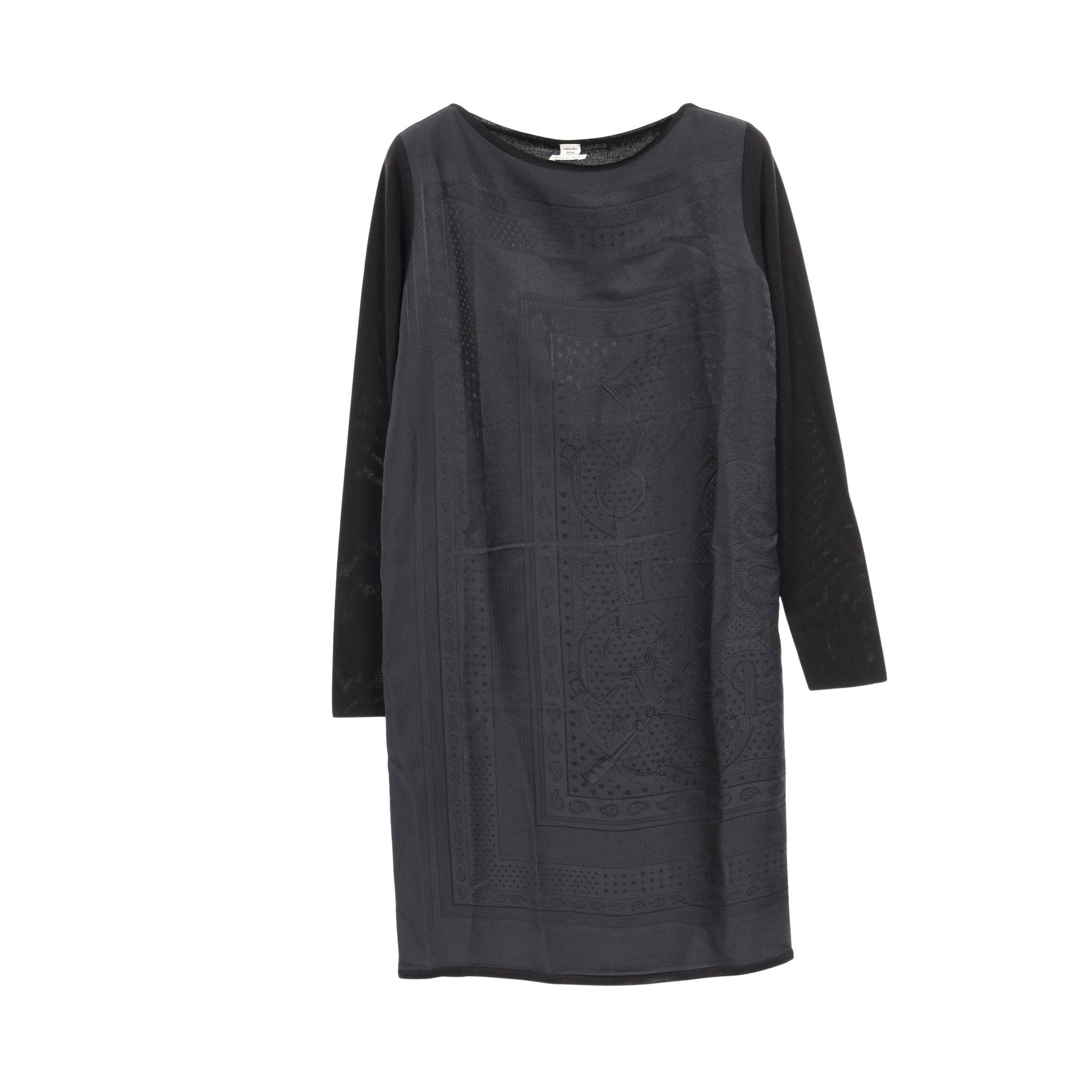 Hermes Hermes One Piece Knit Dress Silk Black Color-Block Size ONE SIZE - 1 Thumbnail