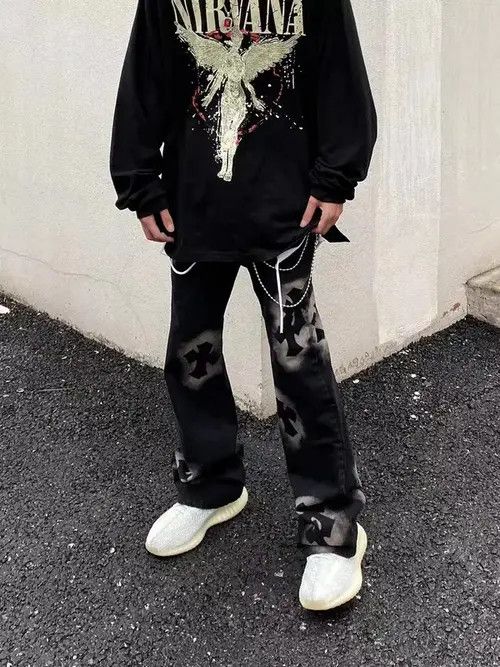 Japanese Brand × Jean vintage street cross print jeans Size US 32 / EU 48 - 3 Thumbnail