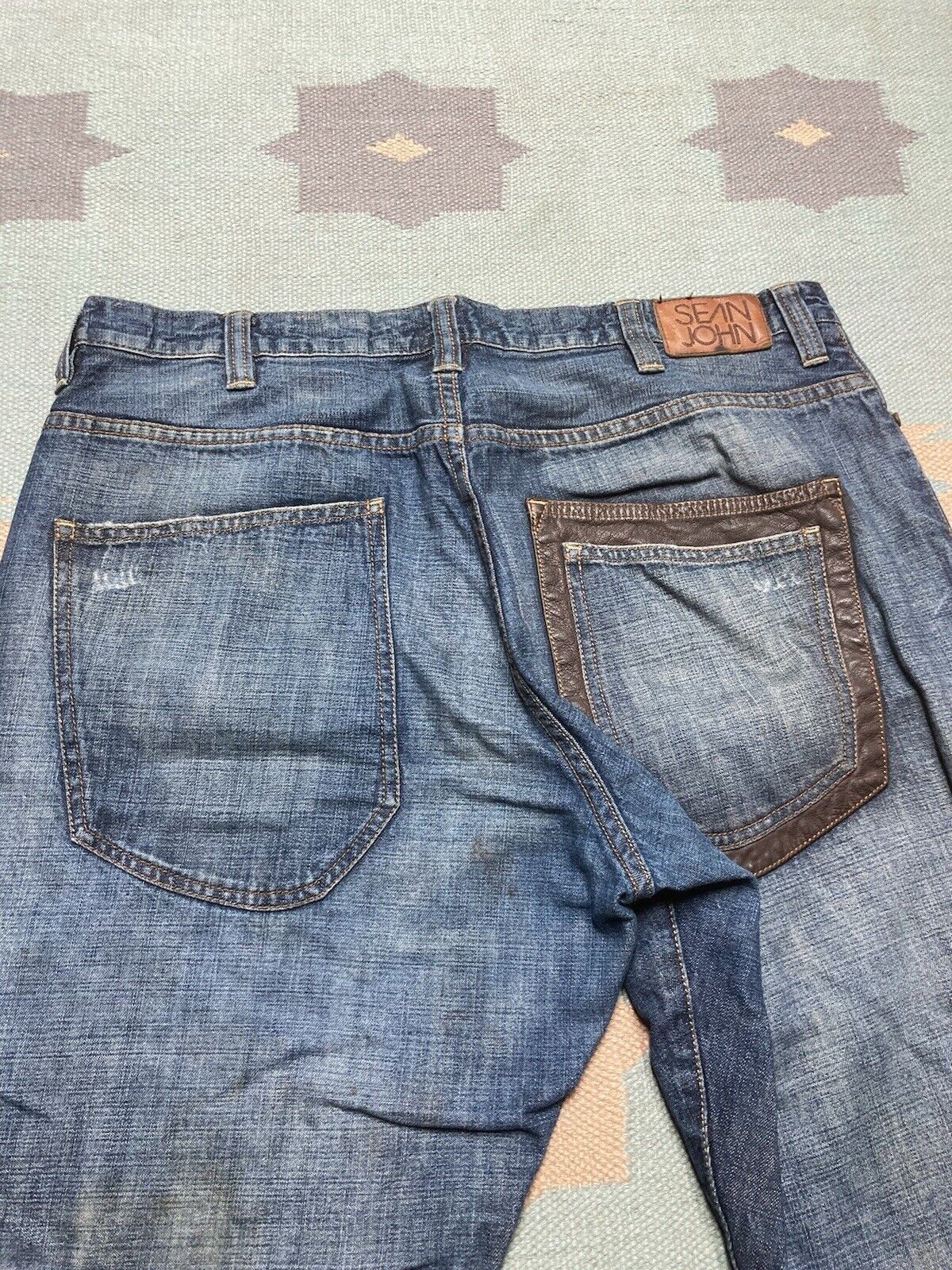 Sean John × Vintage VTG y2k baggy jeans Sean John faded wide pipes skater 38x34 Size US 38 / EU 54 - 4 Thumbnail