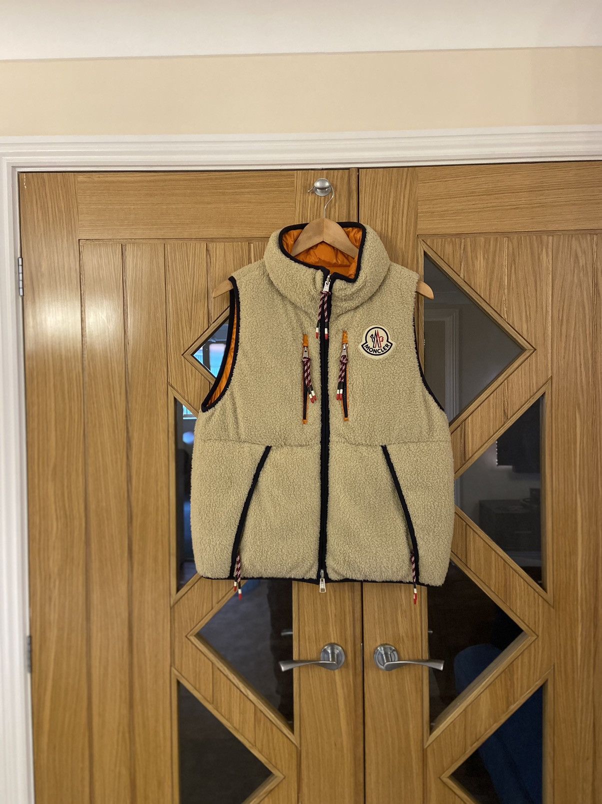 image of Moncler Genius 2 Moncler 1952 Auron Reversible Down Gilet in Orange, Men's (Size Small)