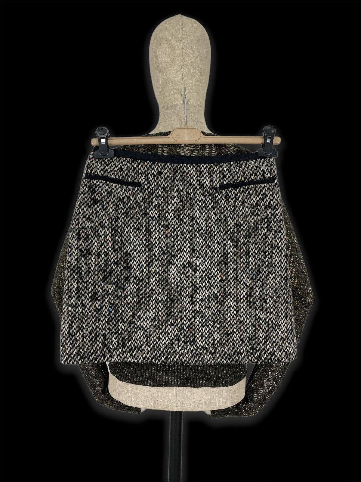Japanese Brand × Tomorrowland Rare Japan Collection Wool Tweed Side Zipper Mini Straight Skirt Size 26" / US 2 / IT 38 - 2 Thumbnail