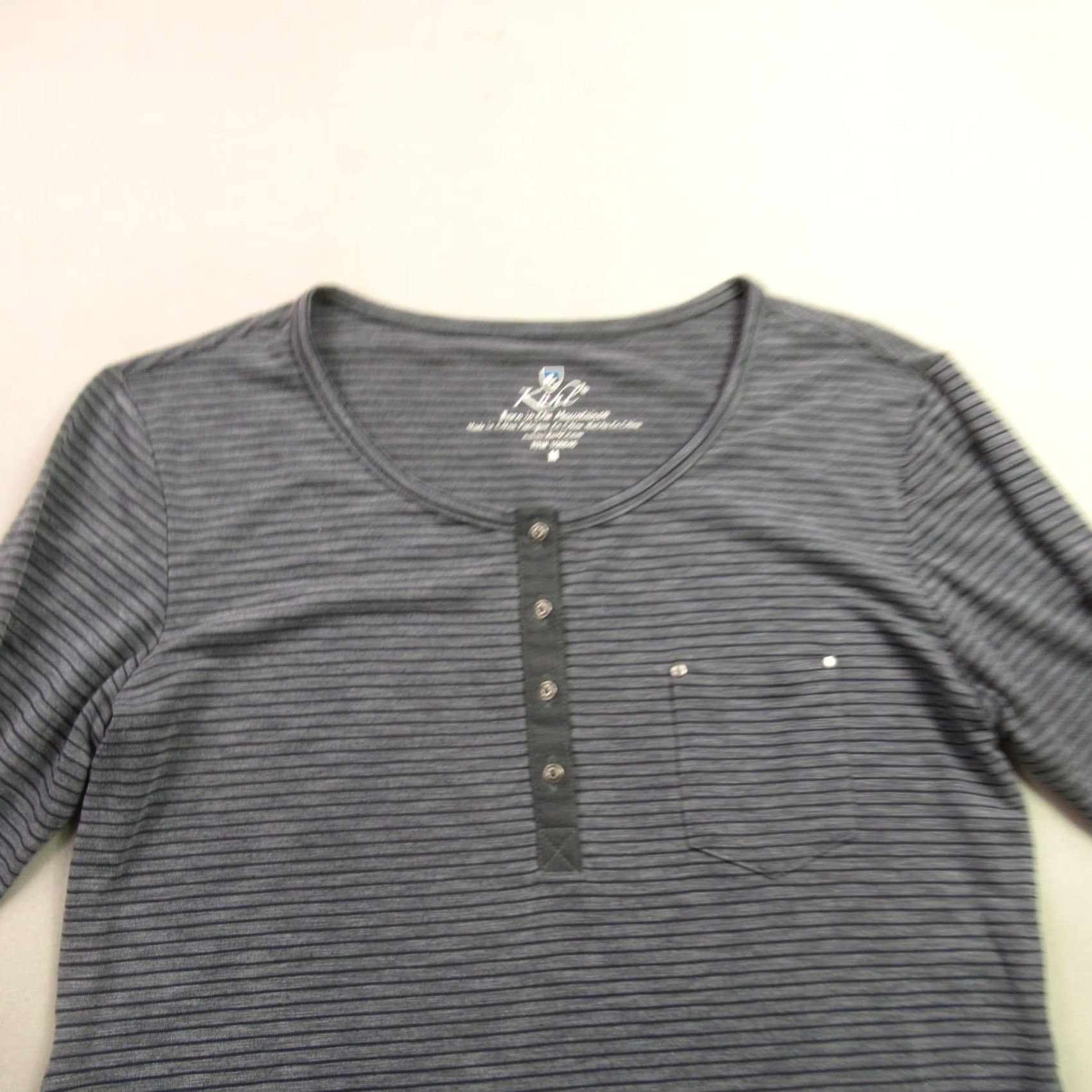 Vintage Kuhl Shirt Womens Medium 3/4 Sleeve Stripes Gray Outdoor Lightweight Crew Neck Shirt Size M / US 6-8 / IT 42-44 - 3 Thumbnail