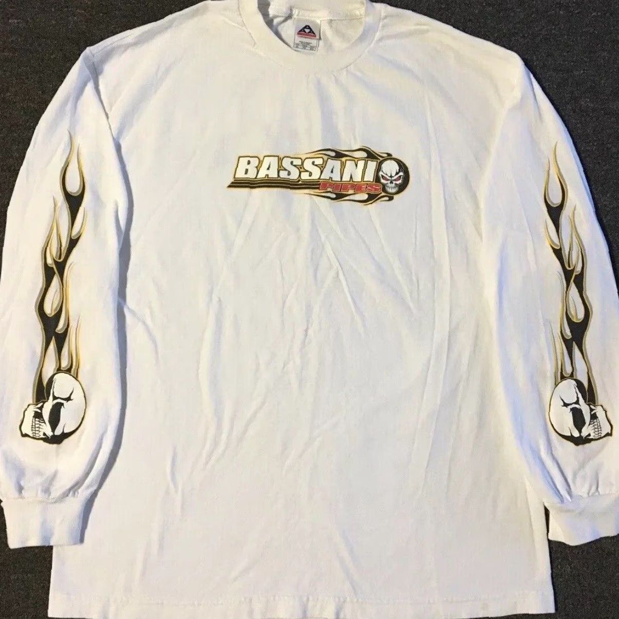 Vintage VINTAGE Bassani Shirts Faded Skull Flames Shirt XL Grunge Biker Punk Fire Skate Y2K 90s Size US XL / EU 56 / 4 - 2 Thumbnail