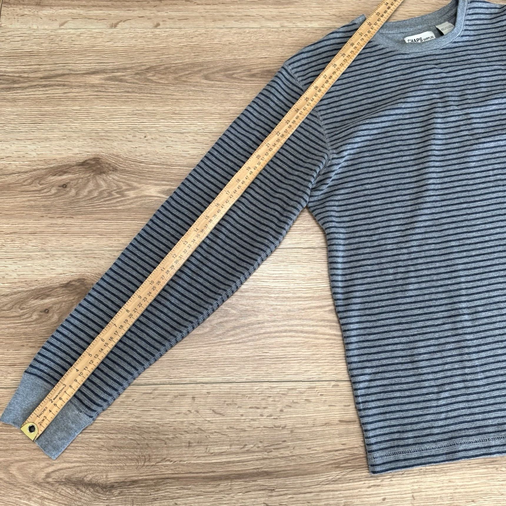 Chaps CHAPS Striped Long Sleeve Button-Up Shirt Blue Gray Men’s Size L Size US L / EU 52-54 / 3 - 6 Thumbnail