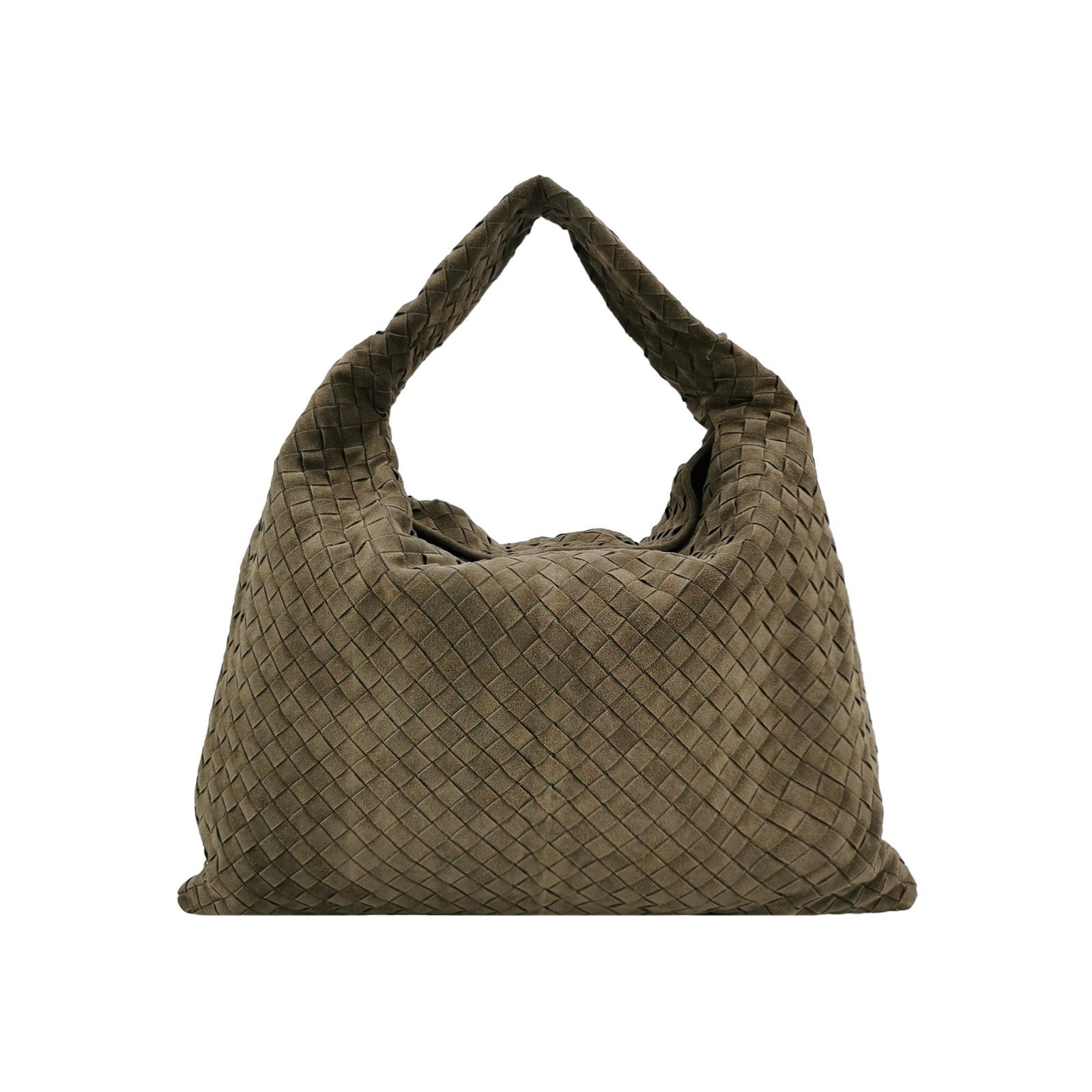Bottega Veneta Hop Suede Intrecciato Shoulder Bag in Green, Women's