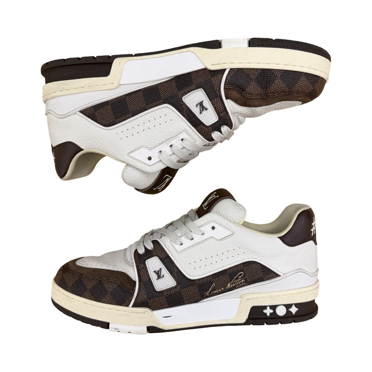 Louis Vuitton Louis Vuitton Damier White Mocha Brown Low-Top Trainer Size US 8.5 / EU 41-42 - 6 Thumbnail
