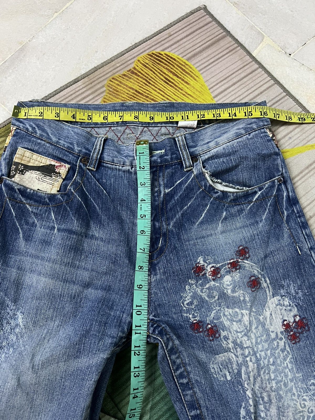 Japanese Brand SUKAJAN UNBRAND FISH KOI JEANS Size US 32 / EU 48 - 9 Thumbnail