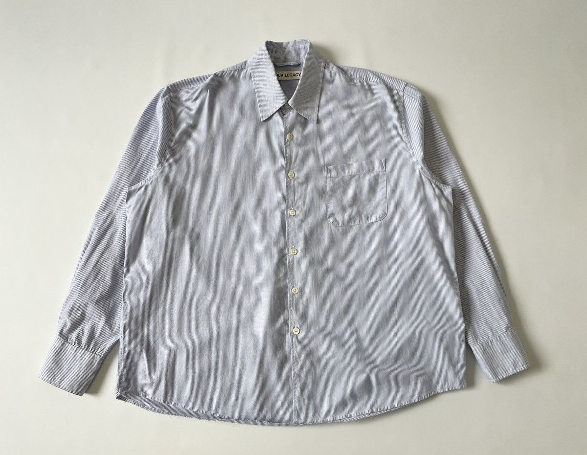 Our Legacy White / Blue Stripe Cotton ‘Above’ Shirt Size US M / EU 48-50 / 2 - 1 Thumbnail