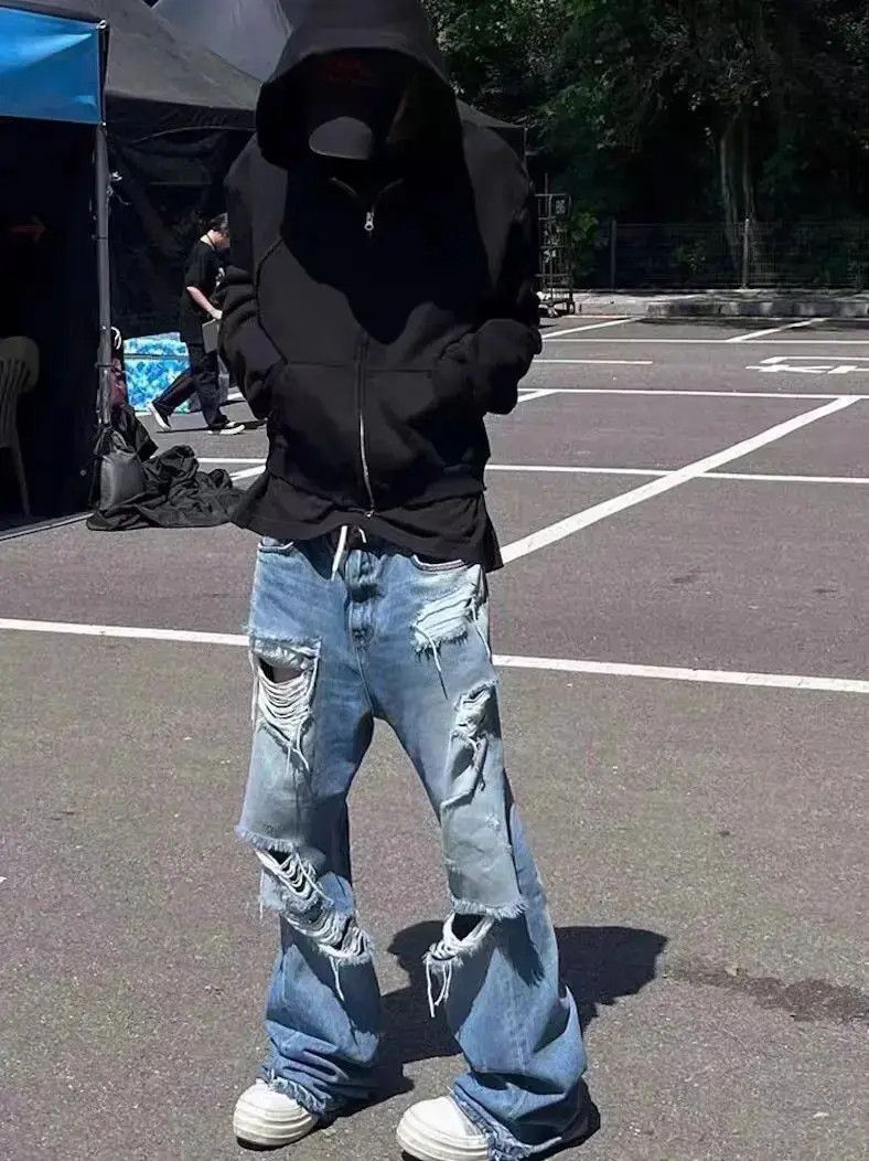 Japanese Brand Street hip-hop washed ripped flared jeans Size US 32 / EU 48 - 6 Thumbnail