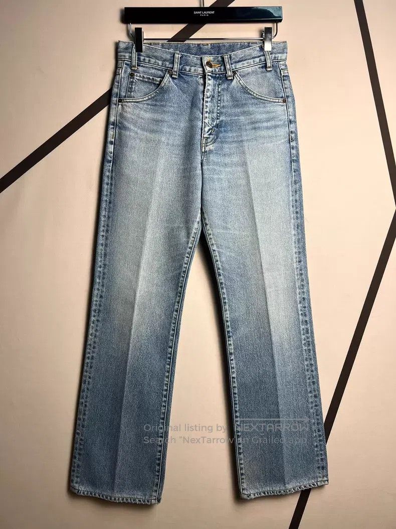 Celine CELINE Washed Blue Straight-Leg Flare Jeans i Size US 29 - 1 Thumbnail