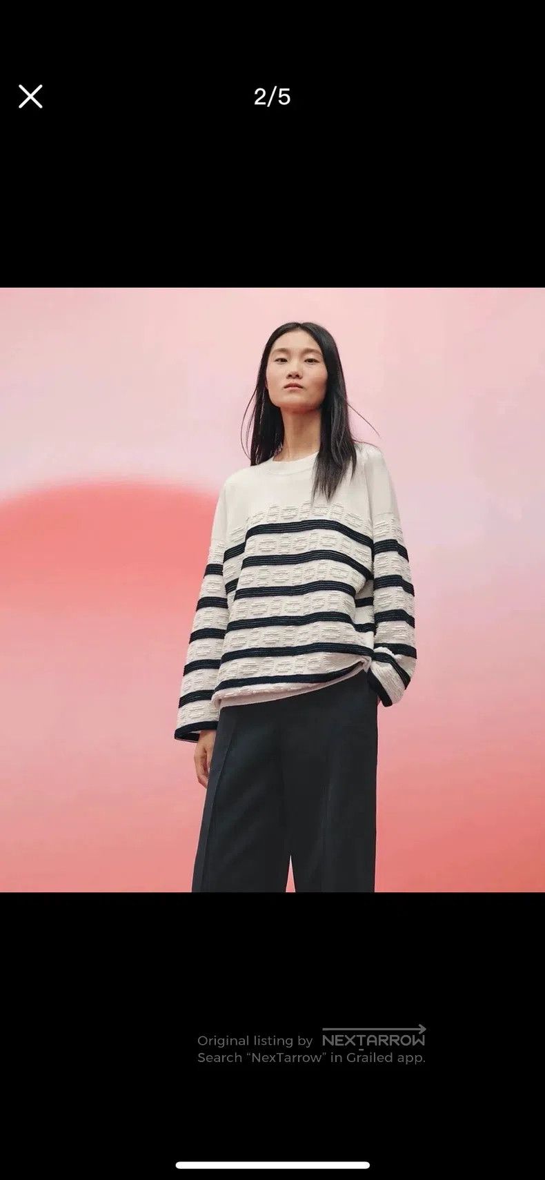 Hermes Hermes Black and White Pig Nose扣 Striped Top Size XXS / US 00 / IT 34 - 1 Thumbnail