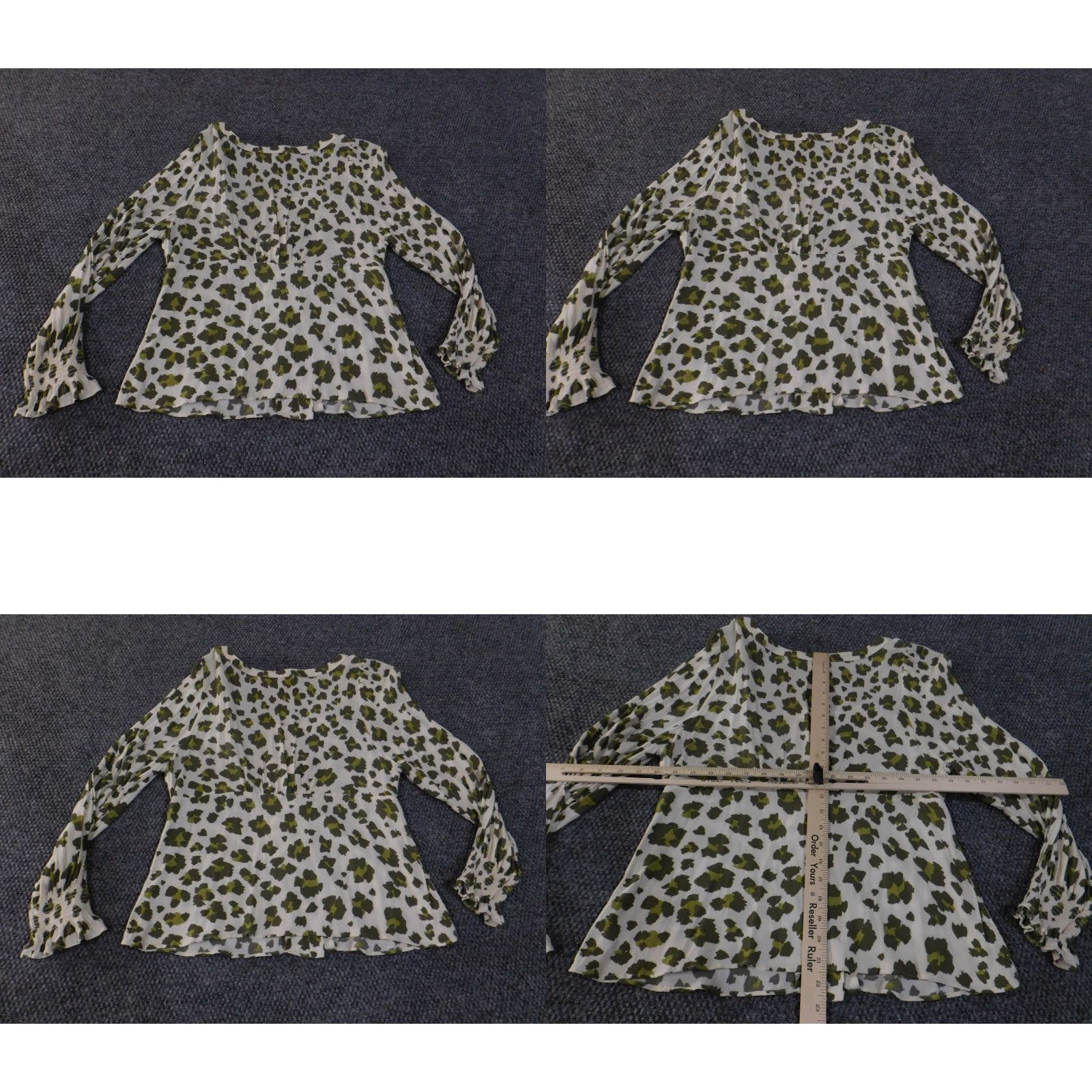 Ann Taylor LOFT Blouse Womens L Long Sleeve Multicolor Leopard Solid Rayon Button Casual Lightweight Breathable Regular Size L / US 10 / IT 46 - 8 Thumbnail