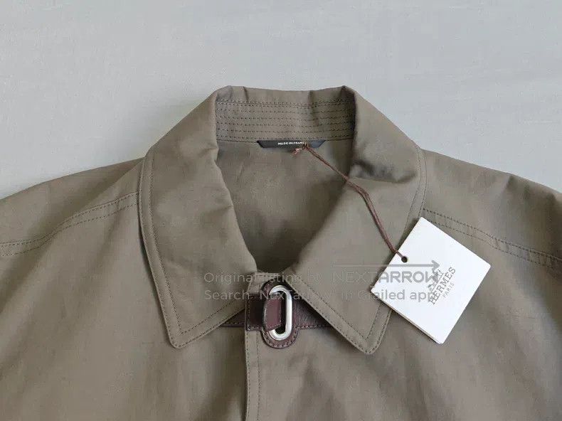 Hermes Hermes Coat Jacket, Olive Gray, Cotton, Leather Buttons Size US L / EU 52-54 / 3 - 3 Thumbnail