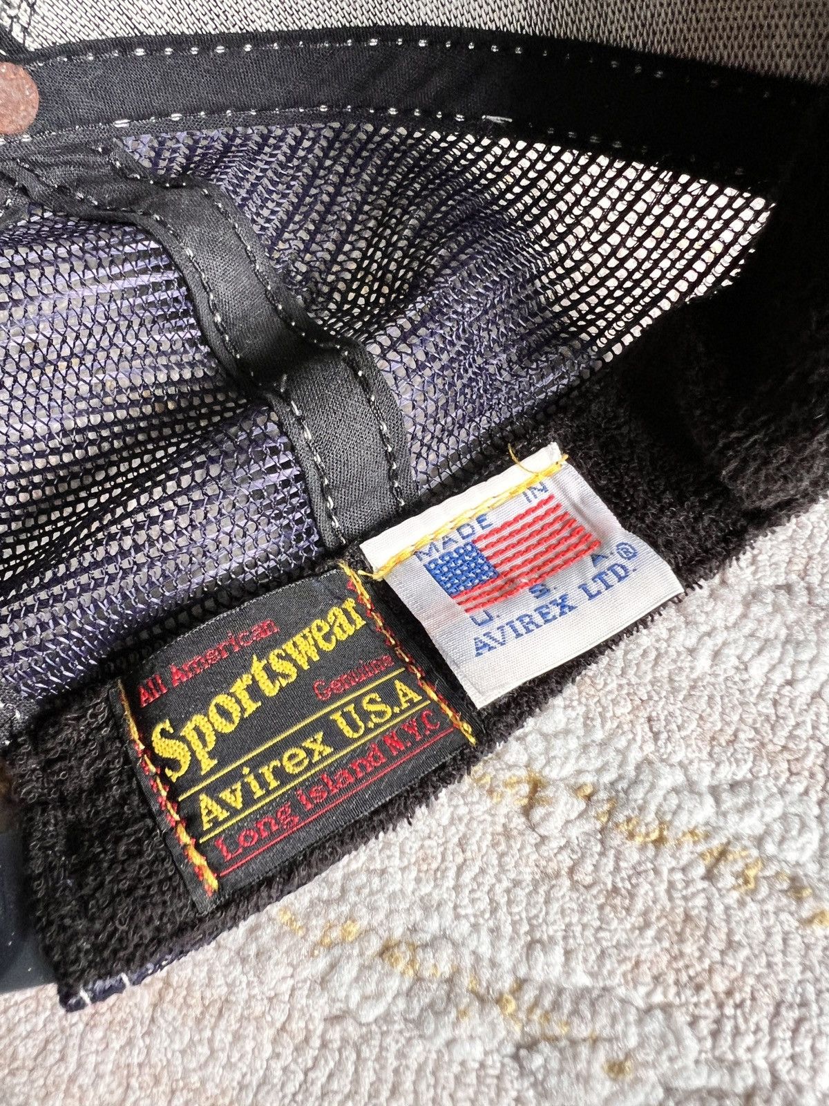 Avirex Vtg Made in USA Avirex Denim Mesh Trucker Snapback Size ONE SIZE - 7 Thumbnail