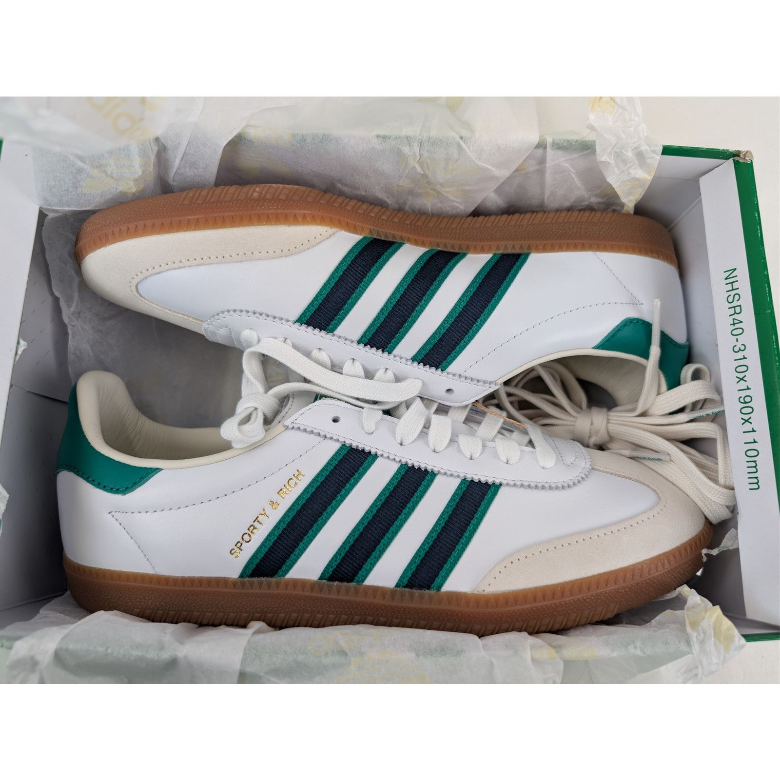 Adidas × Sporty & Rich o1rshd1 AS 250 Low-Top Sneakers in White / Green Size US 11.5 / EU 44-45 - 16 Thumbnail