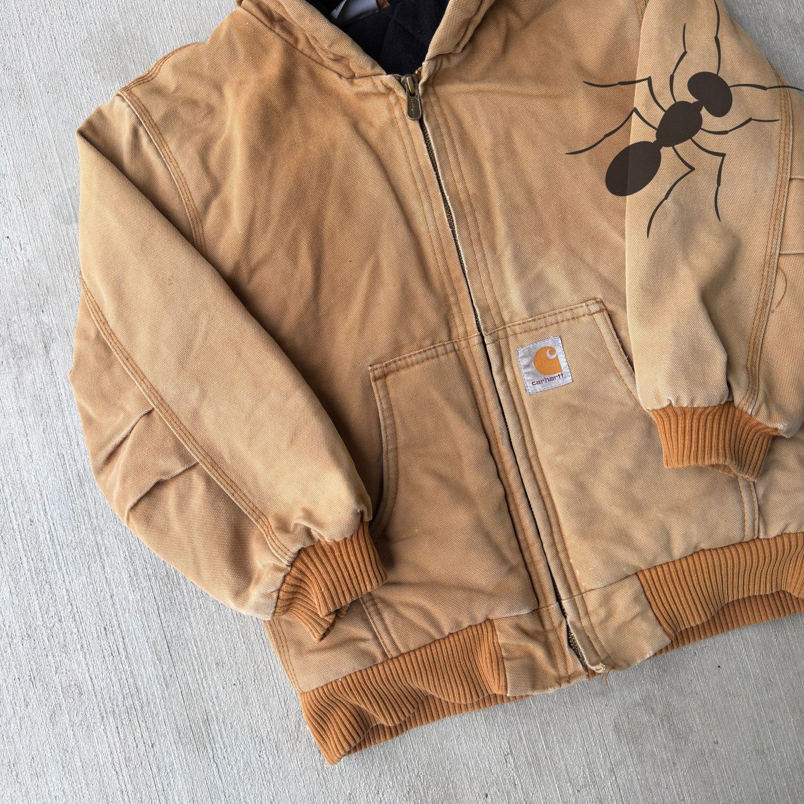 Carhartt × Vintage Carhartt YOUTH brown hooded work wear jacket Size US S / EU 44-46 / 1 - 2 Thumbnail