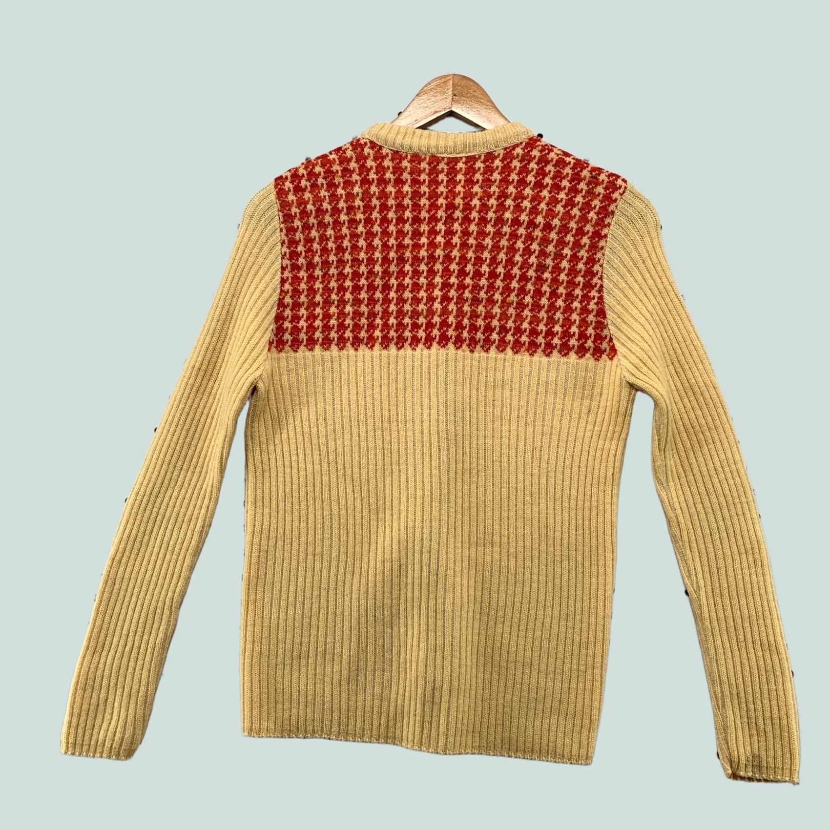 Vintage VINTAGE Koret California Cardigan Sweater Womens M bege Yellow Red Houndstooth Cardigan Mens Womens Girls Boys Size M / US 6-8 / IT 42-44 - 1 Thumbnail