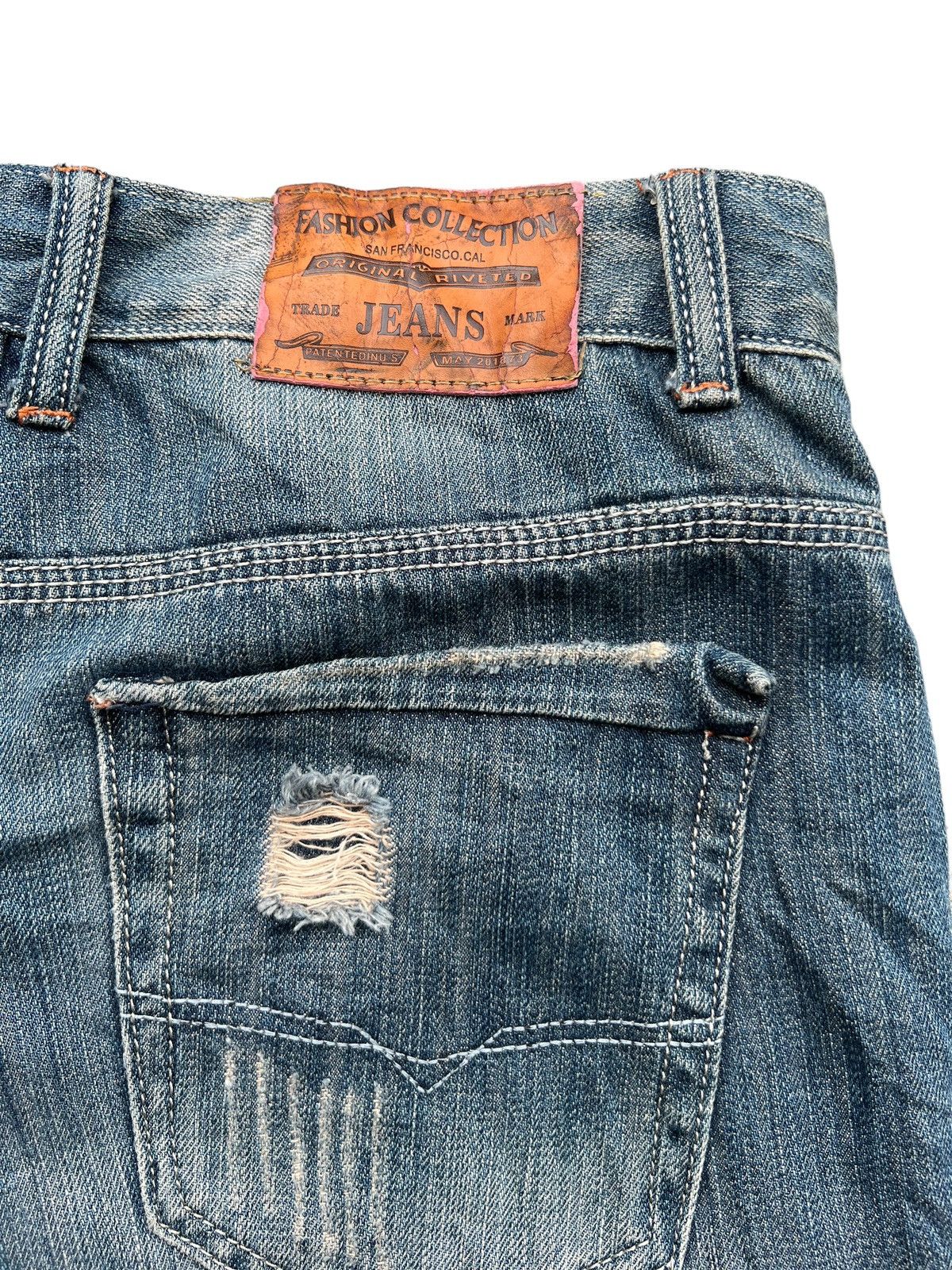 Japanese Brand Japan Distressed Patchwork Mudwash Denim Jeans 33x28 Size US 33 - 8 Thumbnail