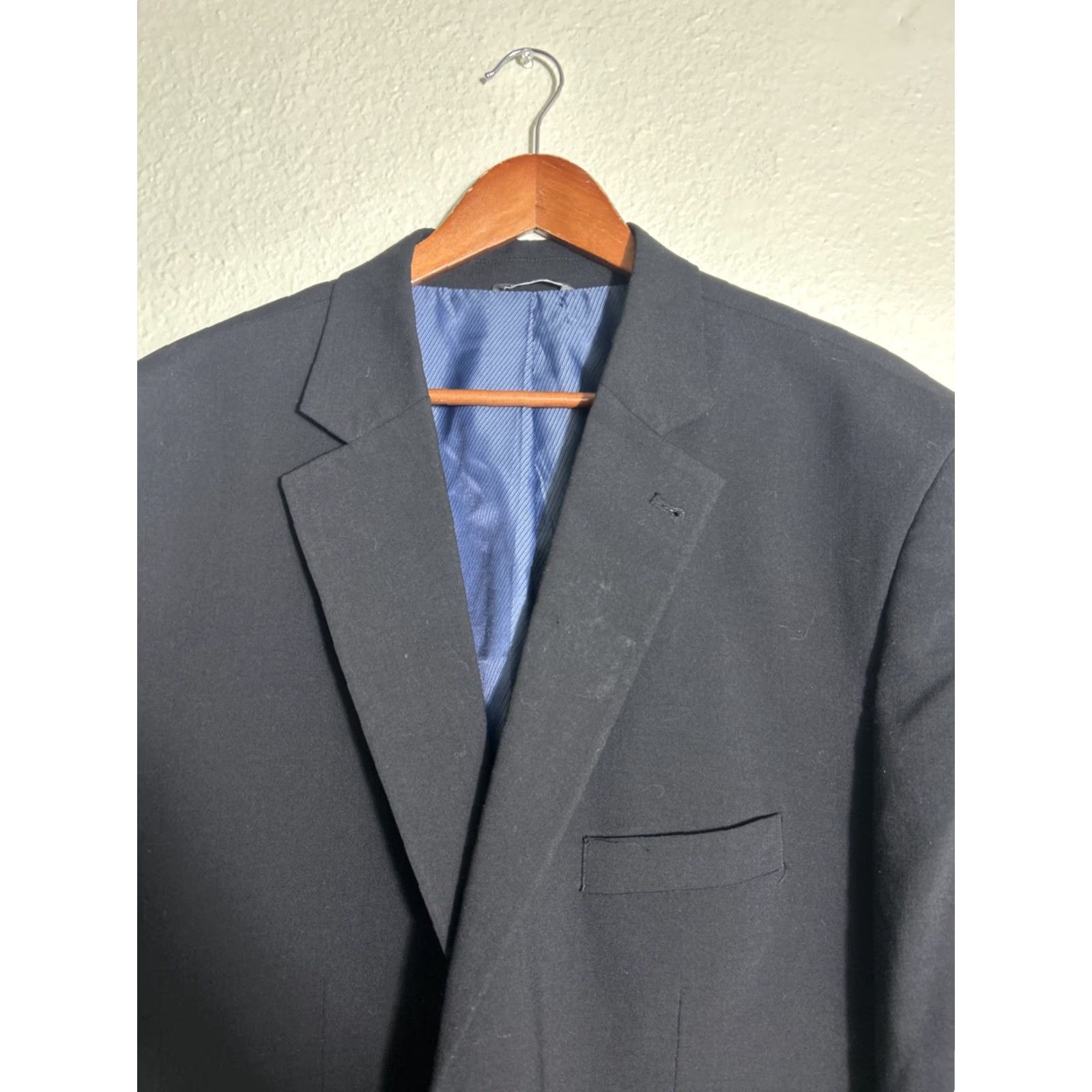 Vintage VINTAGE Oak Hill Blazer Men Blazer Navy Blue Wool Blend Long 48 Big & Tall Jacket Coat Size 48 Long Mens Navy Blue Wool Blend Blazer Size 48R - 3 Thumbnail