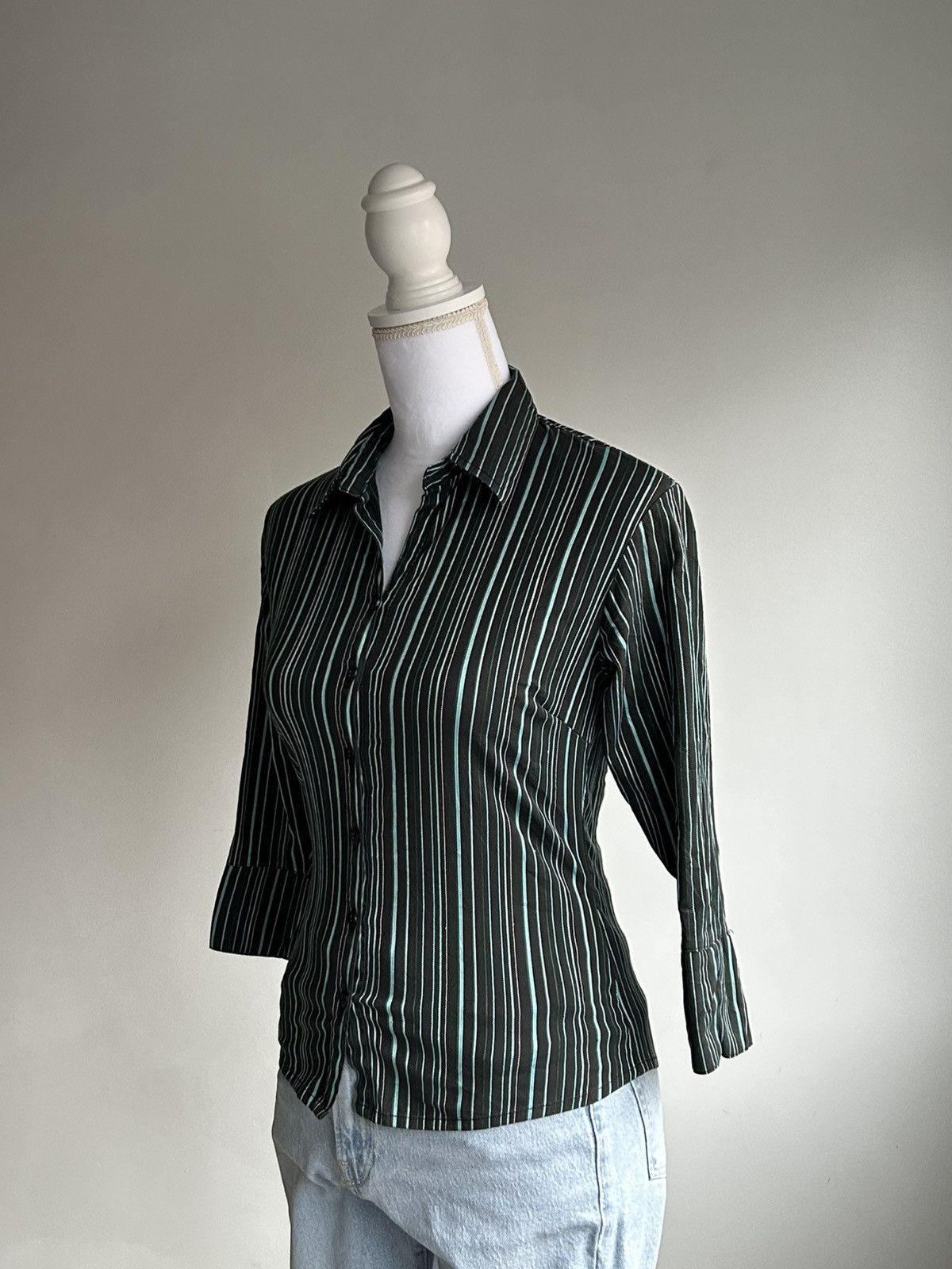 Vintage Vintage Saix 2000s Navy Blue Striped Shirt Size S / US 4 / IT 40 - 15 Thumbnail