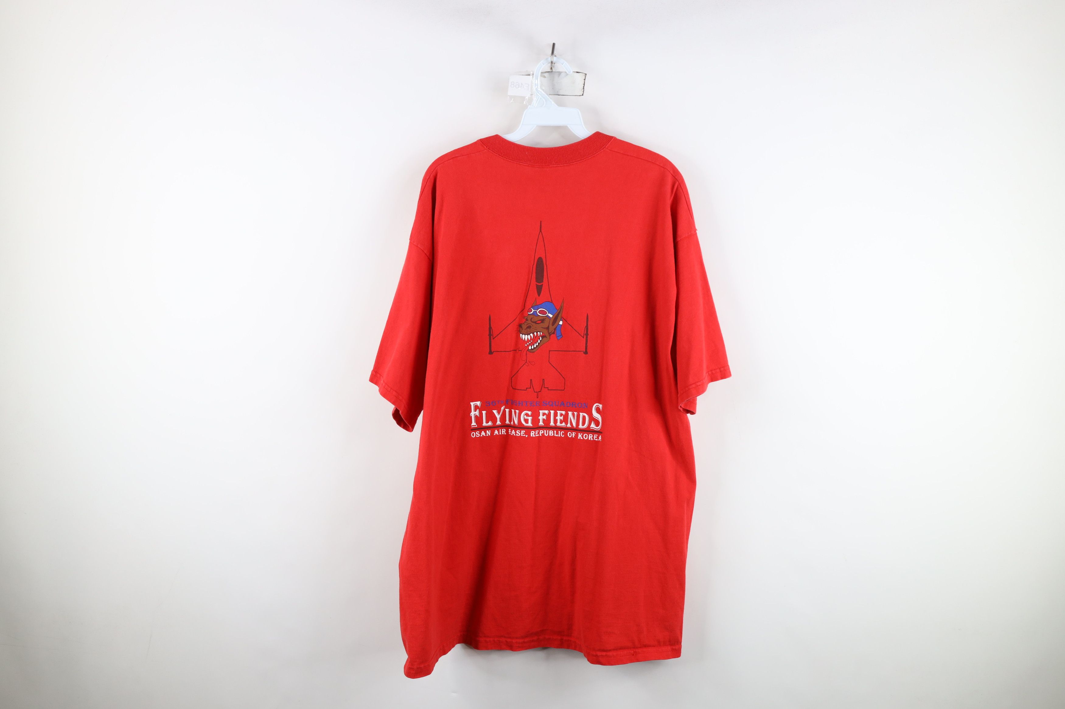 Vintage Vintage 90s 36th Fighter Squadron Korea T-Shirt Red USA Size US XL / EU 56 / 4 - 12 Thumbnail