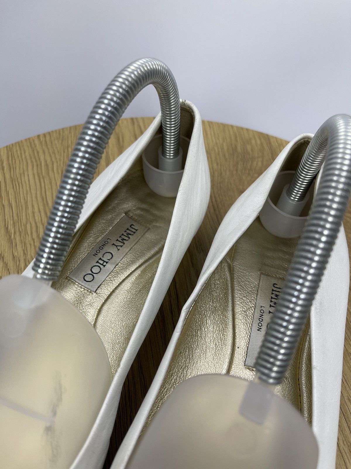 Jimmy Choo JIMMY CHOO flat pumps size 38.5 WHITE Leather ladies shoes Size US 8.5 / IT 38.5 - 3 Thumbnail