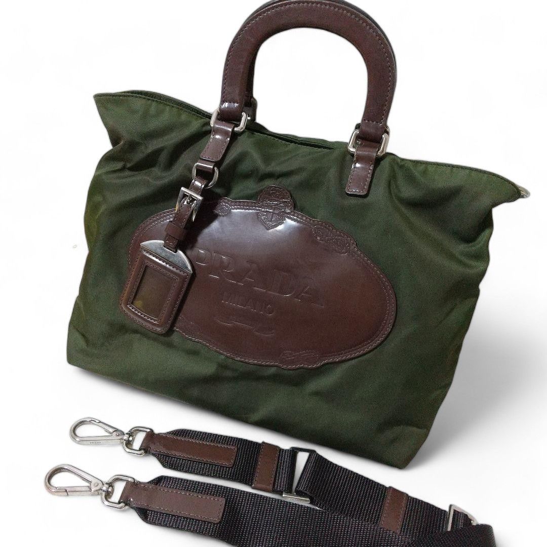 Prada Prada - Nylon 2Way Khaki Vintage Boston Handbag OIive Size ONE SIZE - 2 Thumbnail