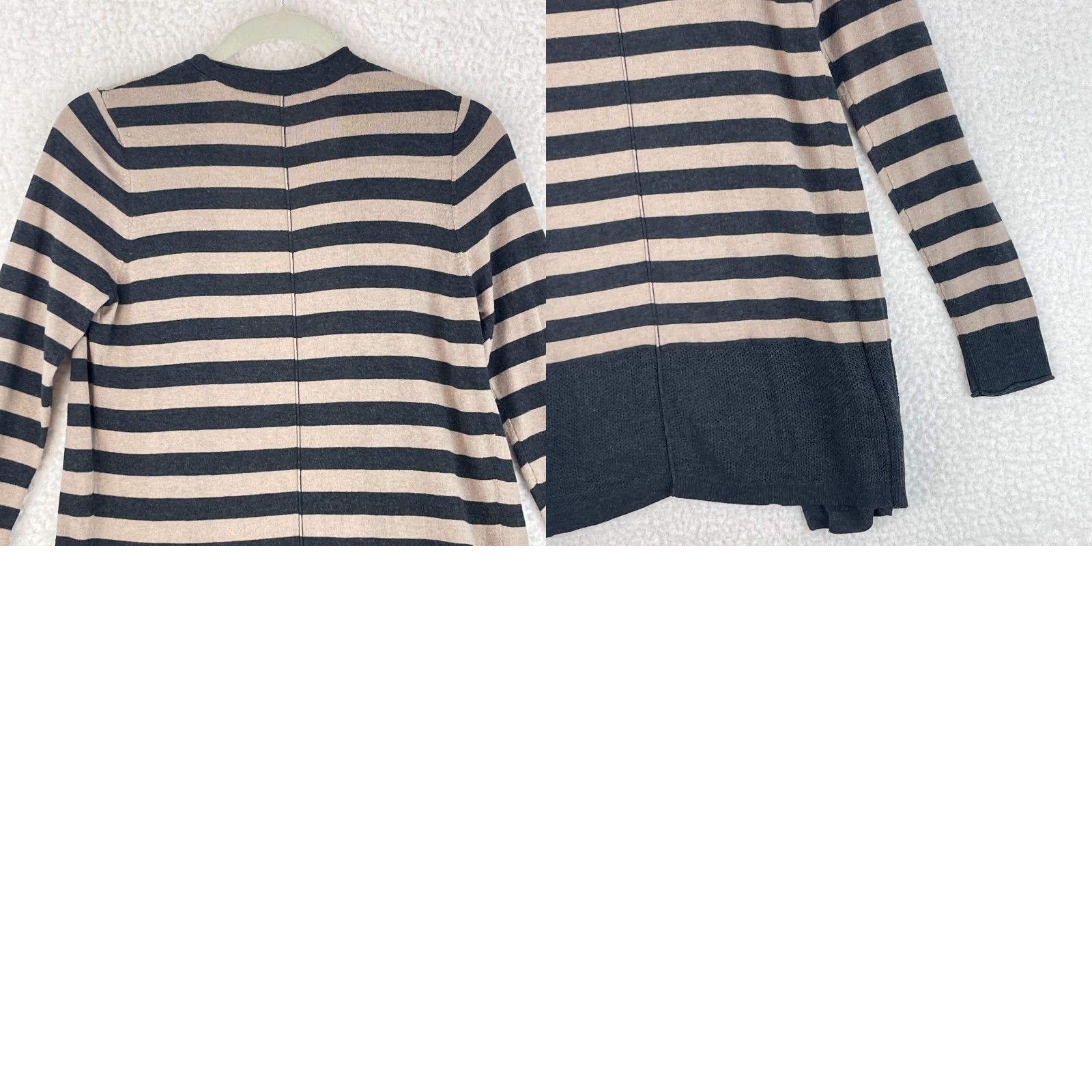 Loft LOFT Ann Taylor Gray Tan Striped Cardigan Sweater Womens Long Sleeve Size M Size M / US 6-8 / IT 42-44 - 9 Thumbnail