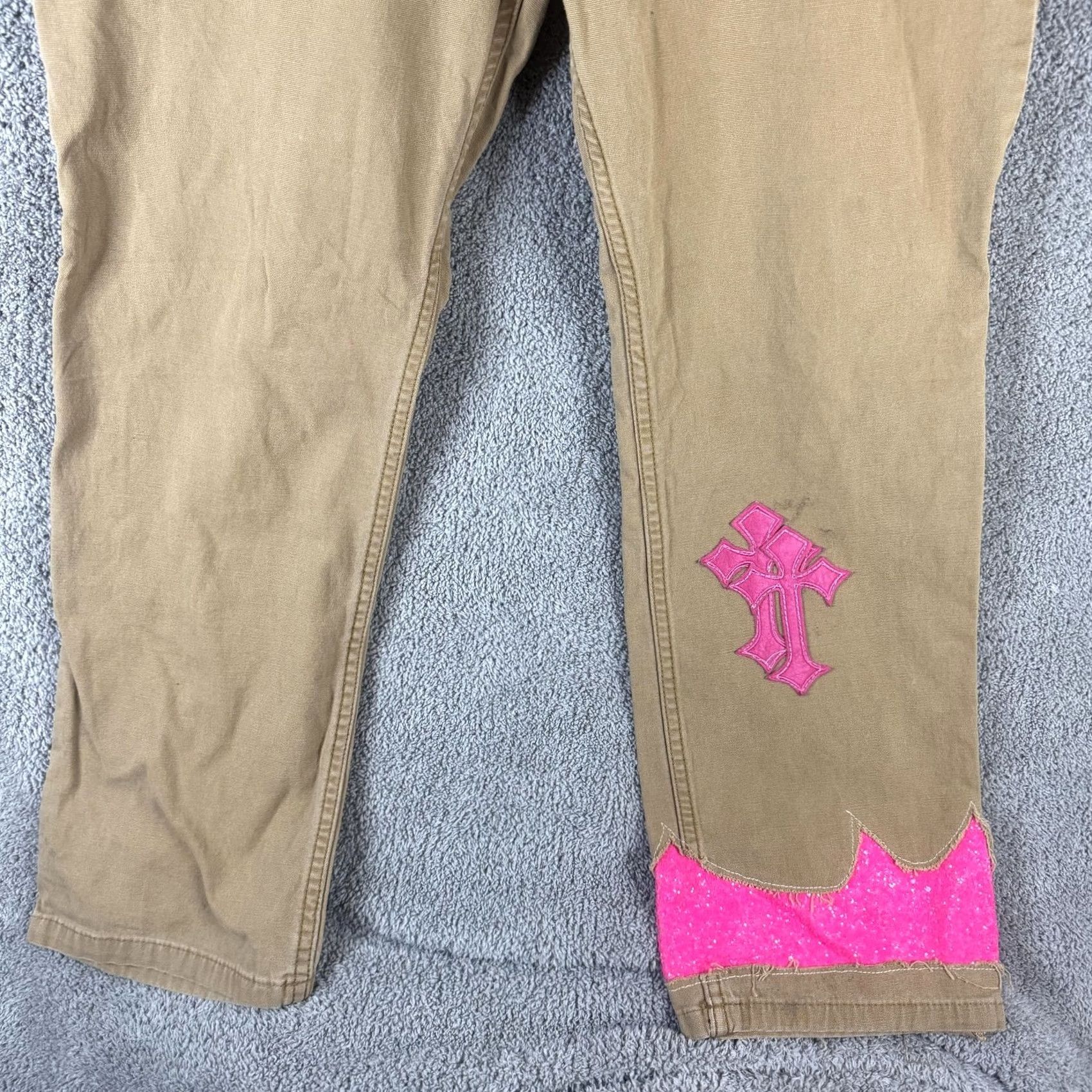 Carhartt VINTAGE Carhartt Carpenter Pants Mens 30x28 Brown Relaxed Canvas Glitter Cross Pants Baggy Workwear Casual 90s Mens Size US 30 / EU 46 - 4 Thumbnail