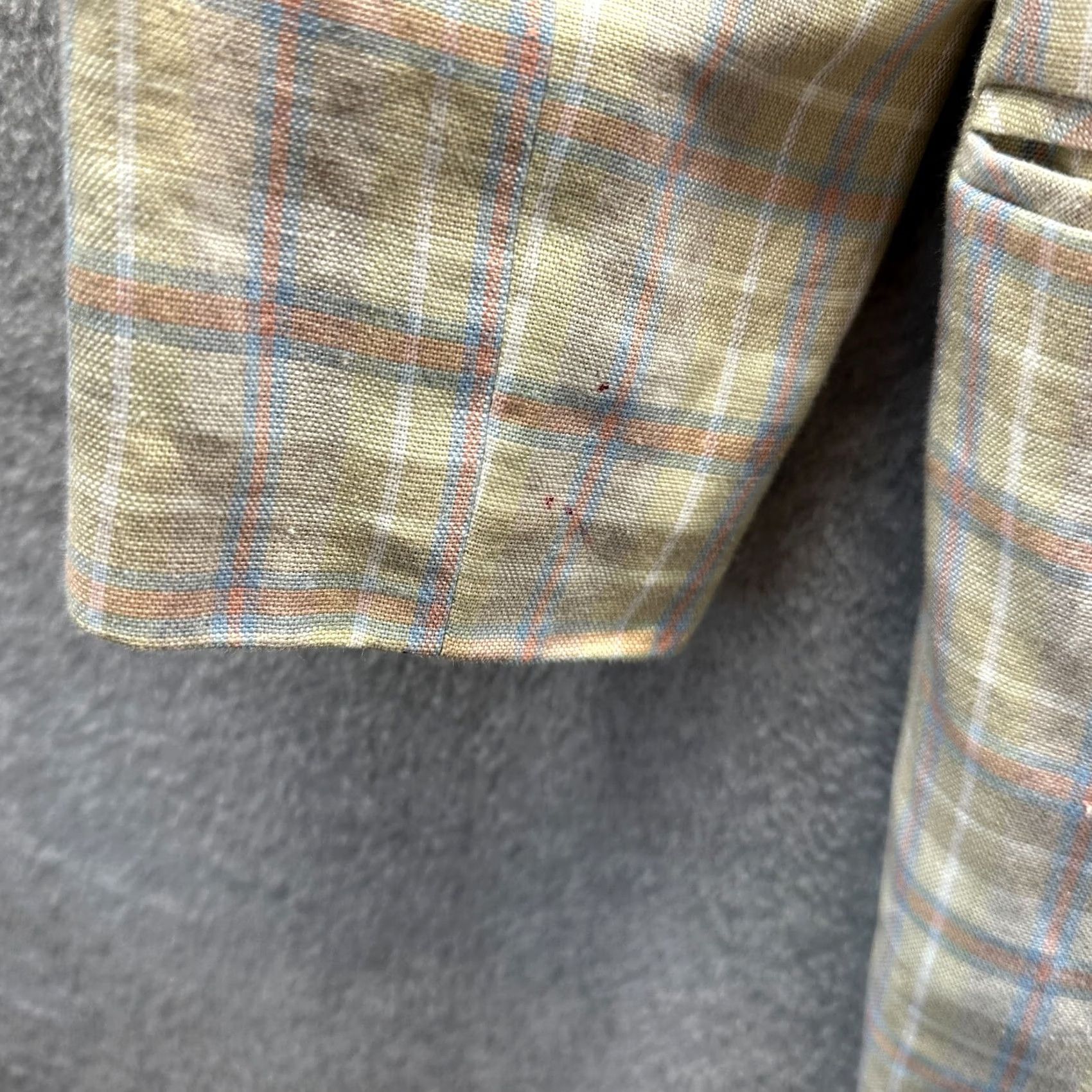 Lands' End Lands' End Jacket Womens Petite 4 Linen Plaid Blazer Coat Short Sleeve Button 80s Yellow Blue 100% Linen Ladies Mens? Size S / US 4 / IT 40 - 7 Thumbnail