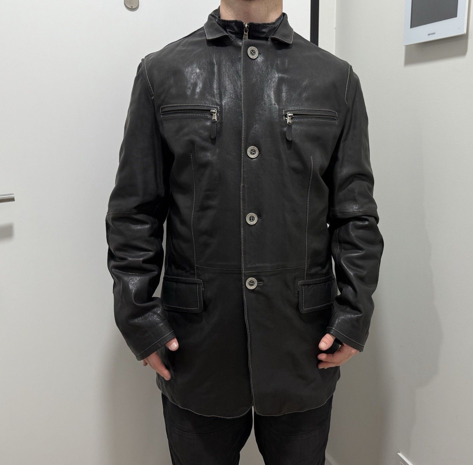 Guy Laroche Vintage Guy Laroche Homme Mens Leather Jacket Hybrid Coat Size US L / EU 52-54 / 3 - 1 Thumbnail