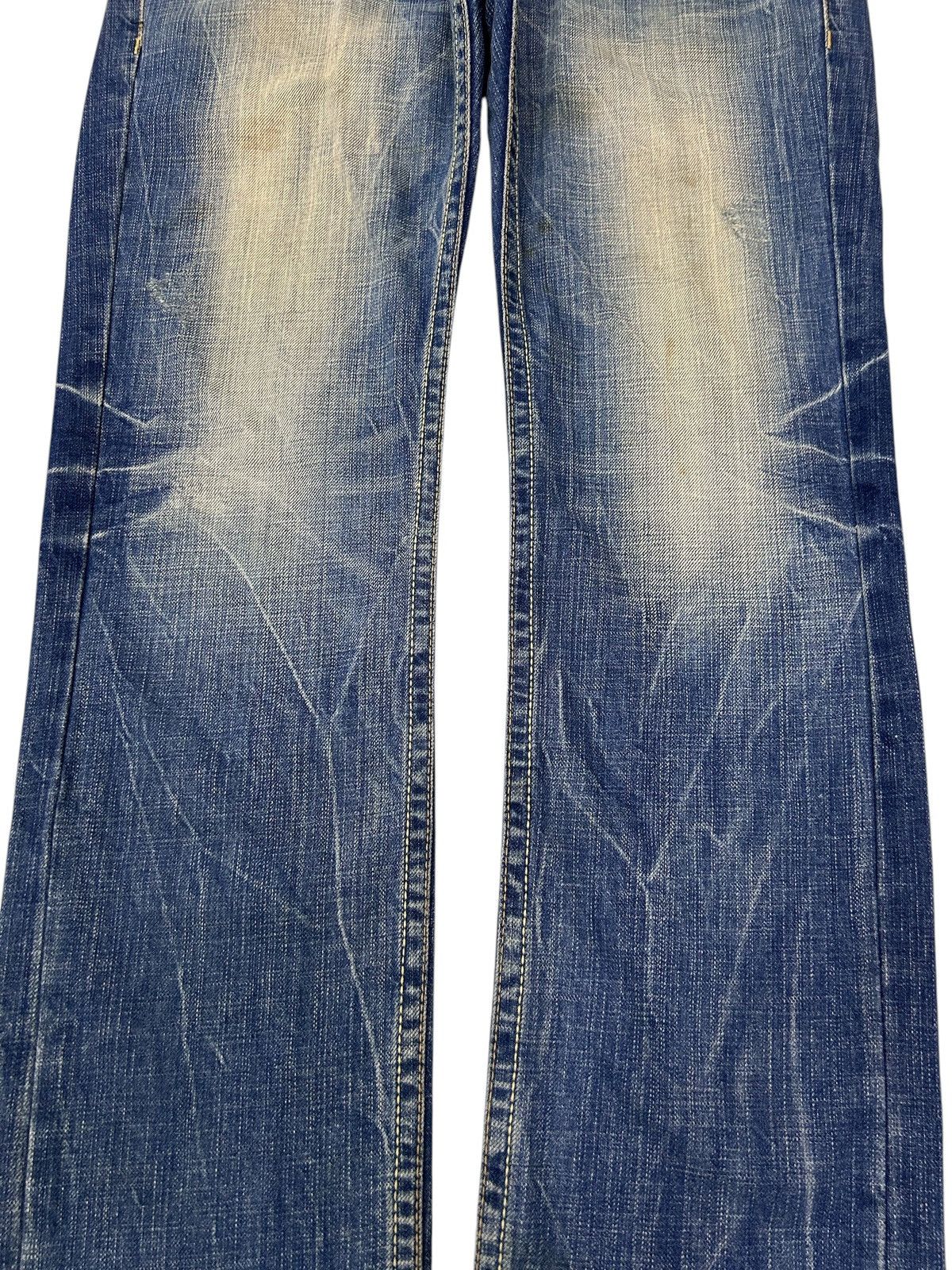 Japanese Brand × Vintage Flare Jeans Embroidered Skull Patch Distressed Denim Size US 32 / EU 48 - 9 Thumbnail