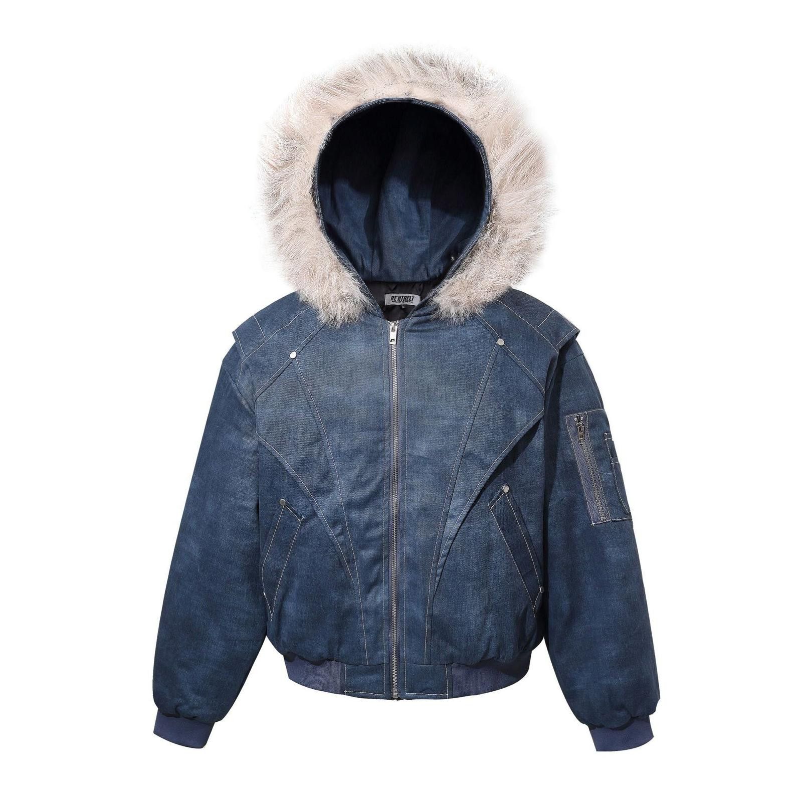 Japanese Brand Blue Hooded Winter Jacket with Faux Fur Trim Size US M / EU 48-50 / 2 - 5 Thumbnail