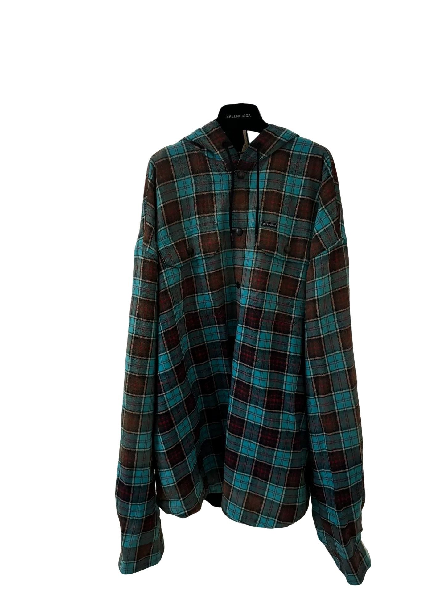 Balenciaga Balenciaga Plaid Flannel Hooded Shirt Size XS Size US XS / EU 42 / 0 - 1 Thumbnail