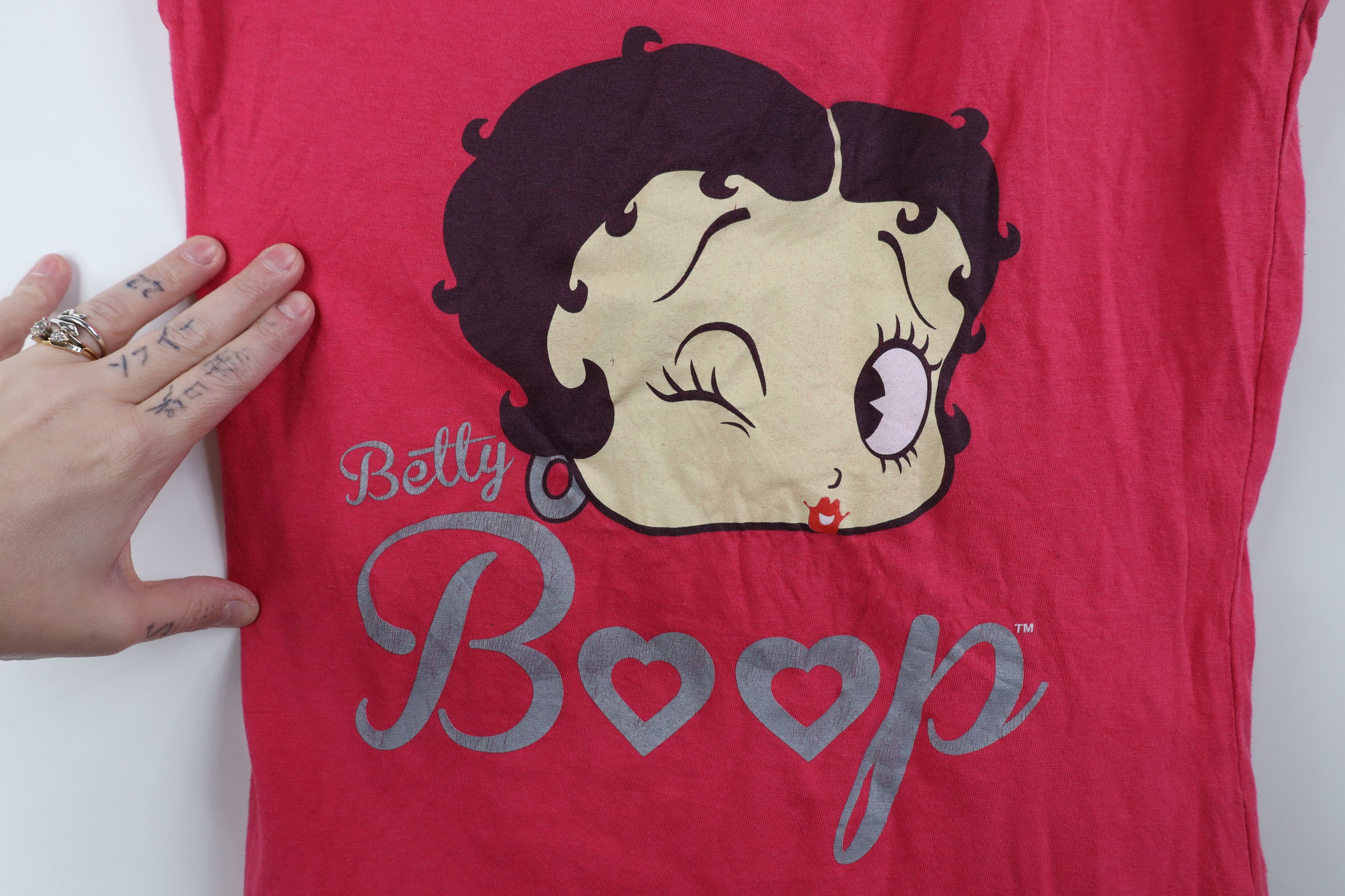 Vintage Vintage Y2K Betty Boop Spell Out V-Neck T-Shirt Pink Size S / US 4 / IT 40 - 4 Thumbnail