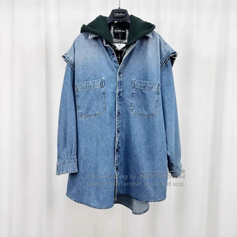 Balenciaga Balenciaga size 41 Two-Piece Checkered Denim Shirt Jacket Size US M / EU 48-50 / 2 - 1 Thumbnail