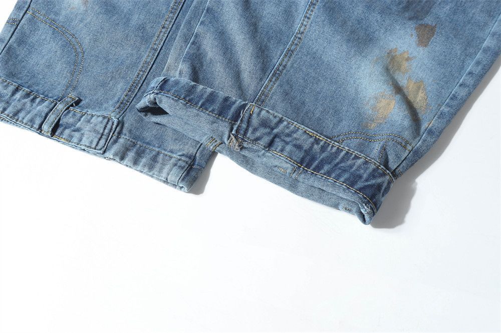 Japanese Brand × Jean Men's wide-leg ink-splashed distressed dirty scimitar jeans Size US 32 / EU 48 - 6 Thumbnail