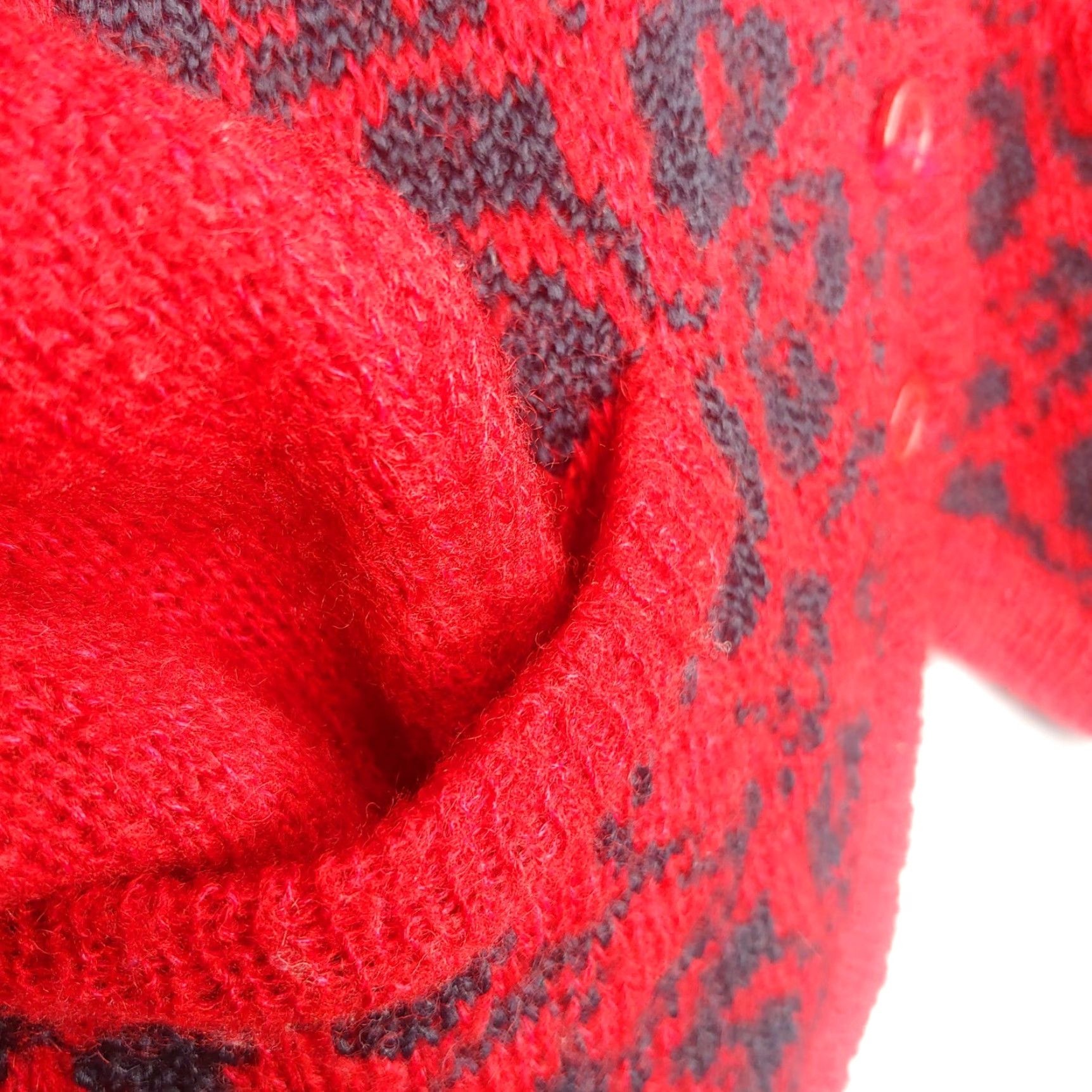 Vintage VINTAGE In Wear Kristen Leisner Sweater Medium Wool Blend Red Floral Button Nerd Women Size M / US 6-8 / IT 42-44 - 5 Thumbnail