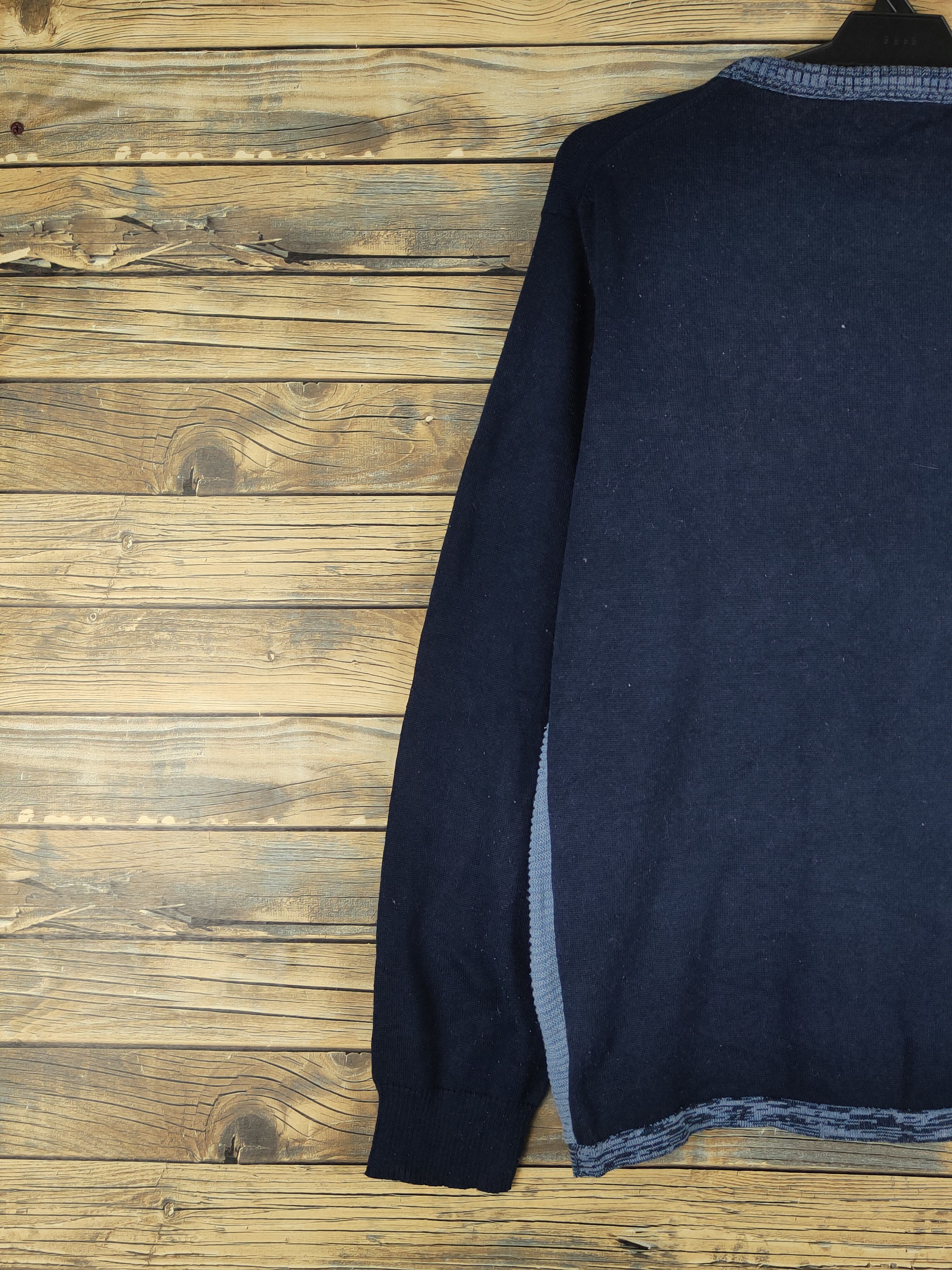 Homespun Knitwear Back Number patchwork Navy Knitwear Sweatshirts #W1351 Size US M / EU 48-50 / 2 - 8 Thumbnail