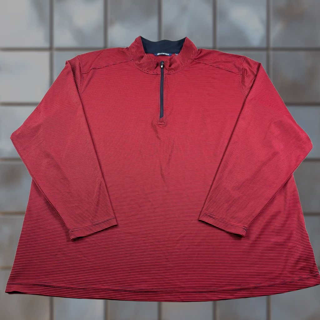 Cutter & Buck Cutter & Buck Shirt Mens 3XB Big Red Striped Golf Pullover 1/4 Zip Performance Size US XXL / EU 58 / 5 - 1 Thumbnail