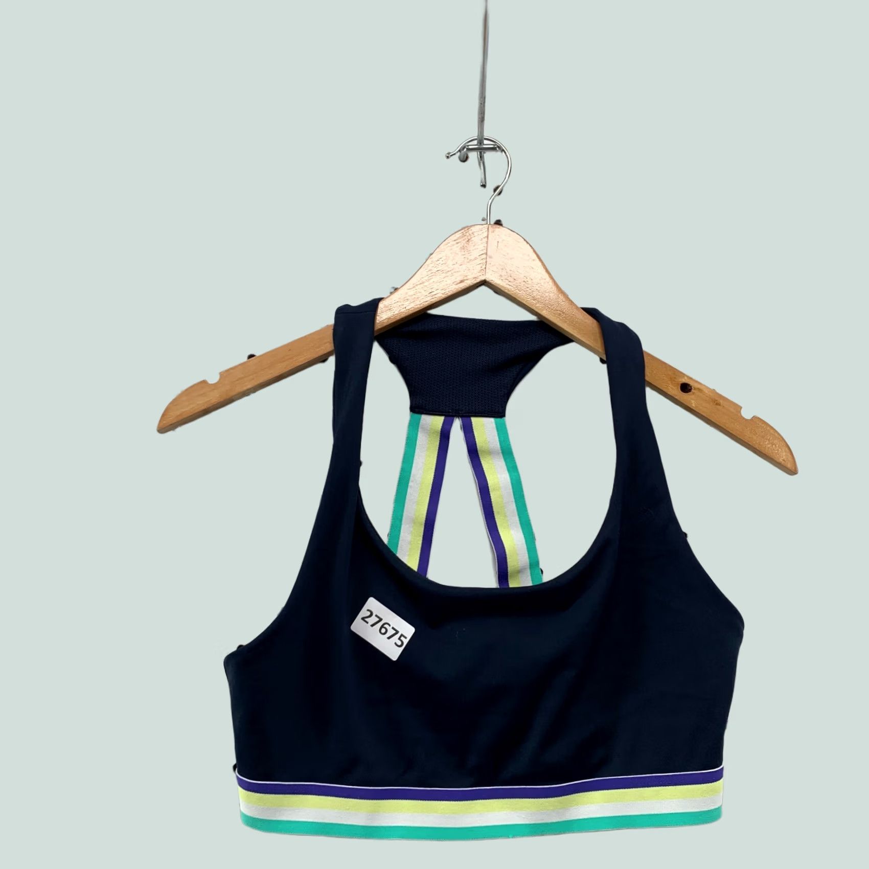 Athleta Athleta Top Womens 14 Blue Contender Racer Back Tank Green Trim Width Size XL / US 12-14 / IT 48-50 - 1 Thumbnail