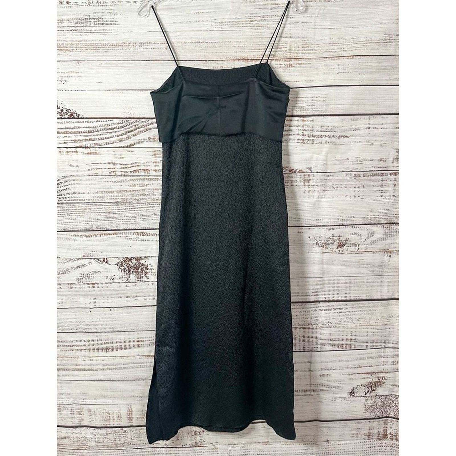 EDUN Edun Spaghetti Strap Midi Slip Dress Black Size XS NWT Size XS / US 0-2 / IT 36-38 - 8 Thumbnail