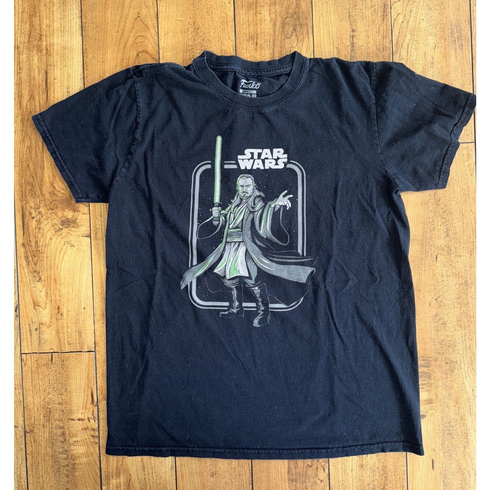 Japanese Brand × Vintage Star Wars Qui-Gon Jinn Funko Pop T-Shirt Black Small 18x25 Size US S / EU 44-46 / 1 - 1 Thumbnail