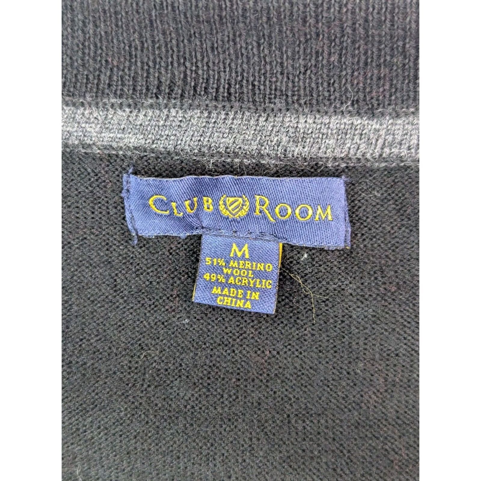 Club Room Club Room Merino Wool Blend 1/4 Zip Pullover Sweater Men M Black Gray Stripe Knit Pattern Striped Zipper Pullover Regular Fit Size US M / EU 48-50 / 2 - 3 Thumbnail