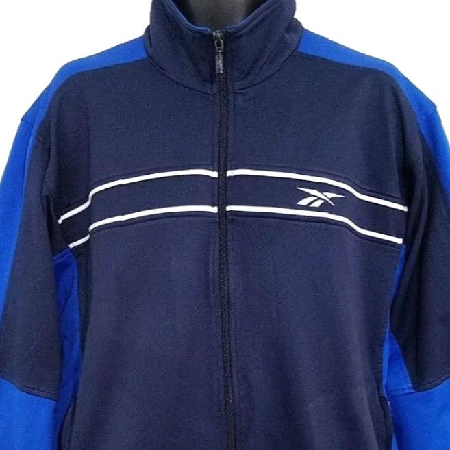 Reebok VINTAGE Reebok Track Jacket Mens Large Blue Full Zip Mock Neck 90s Men JACKET Size US L / EU 52-54 / 3 - 2 Thumbnail