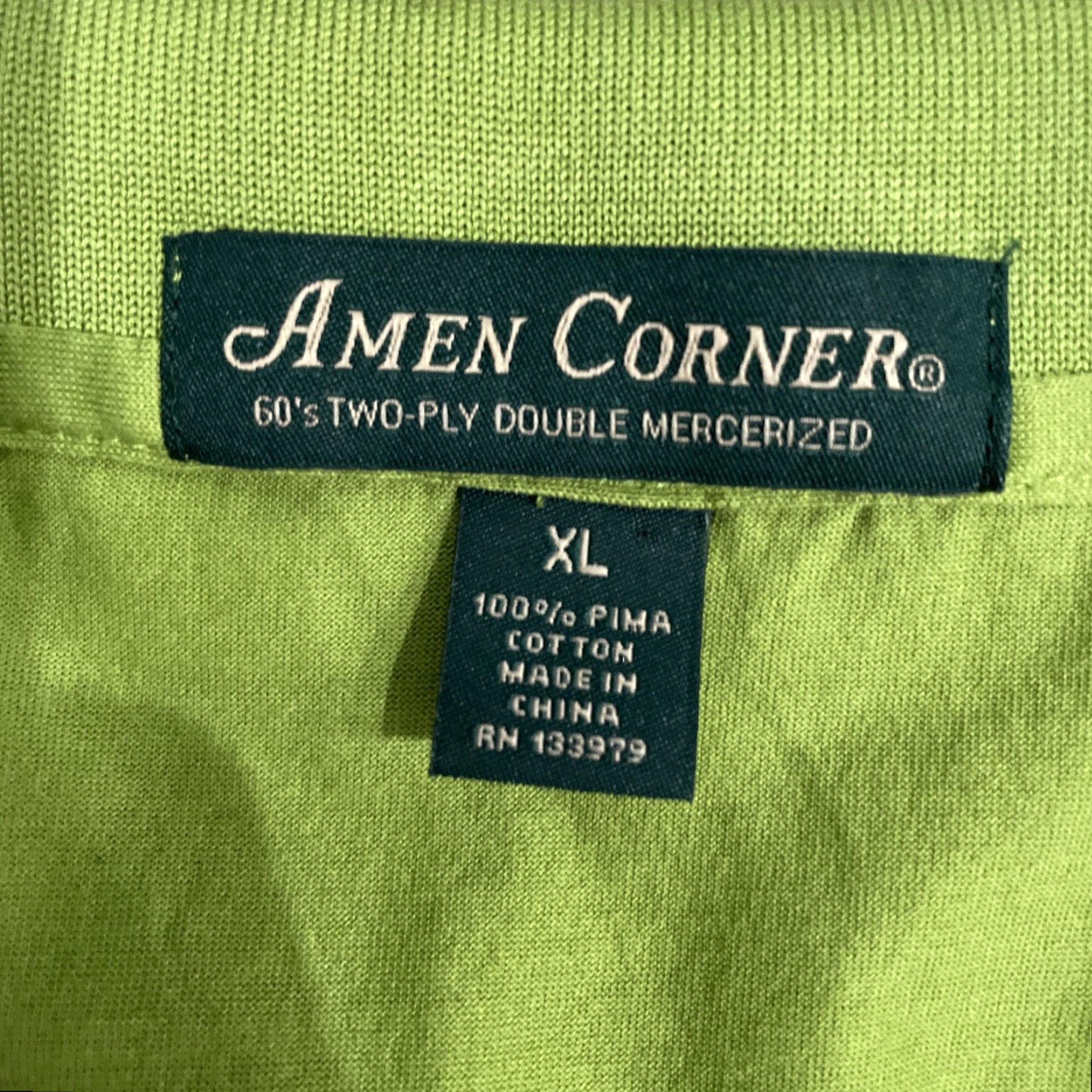 Vintage Polo Golf Amen Corner Masters Two-Ply Mercerized Men's XL Golf Polo Green Size US XL / EU 56 / 4 - 4 Thumbnail