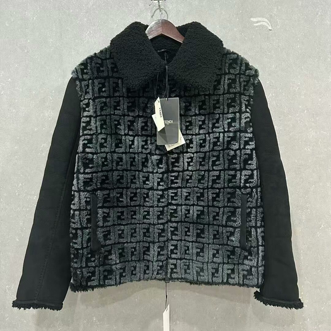 Fendi Double F Print Shearling Jacket