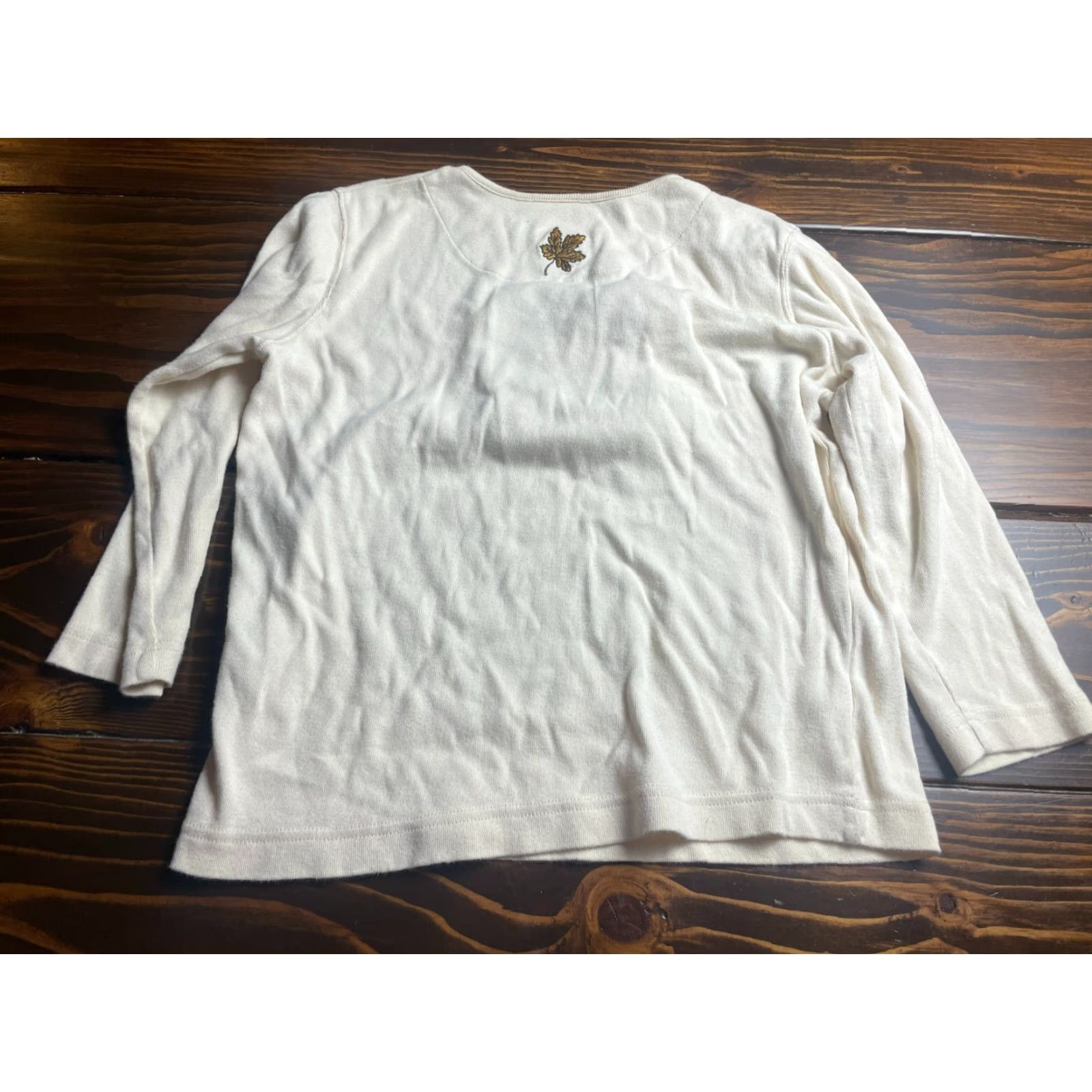 Vintage Christopher & Banks Shirt Womens Small Cream Fall Autumn Leaves 3/4 Sleeve T-Shirt Casual Vintage No Size S / US 4 / IT 40 - 2 Thumbnail
