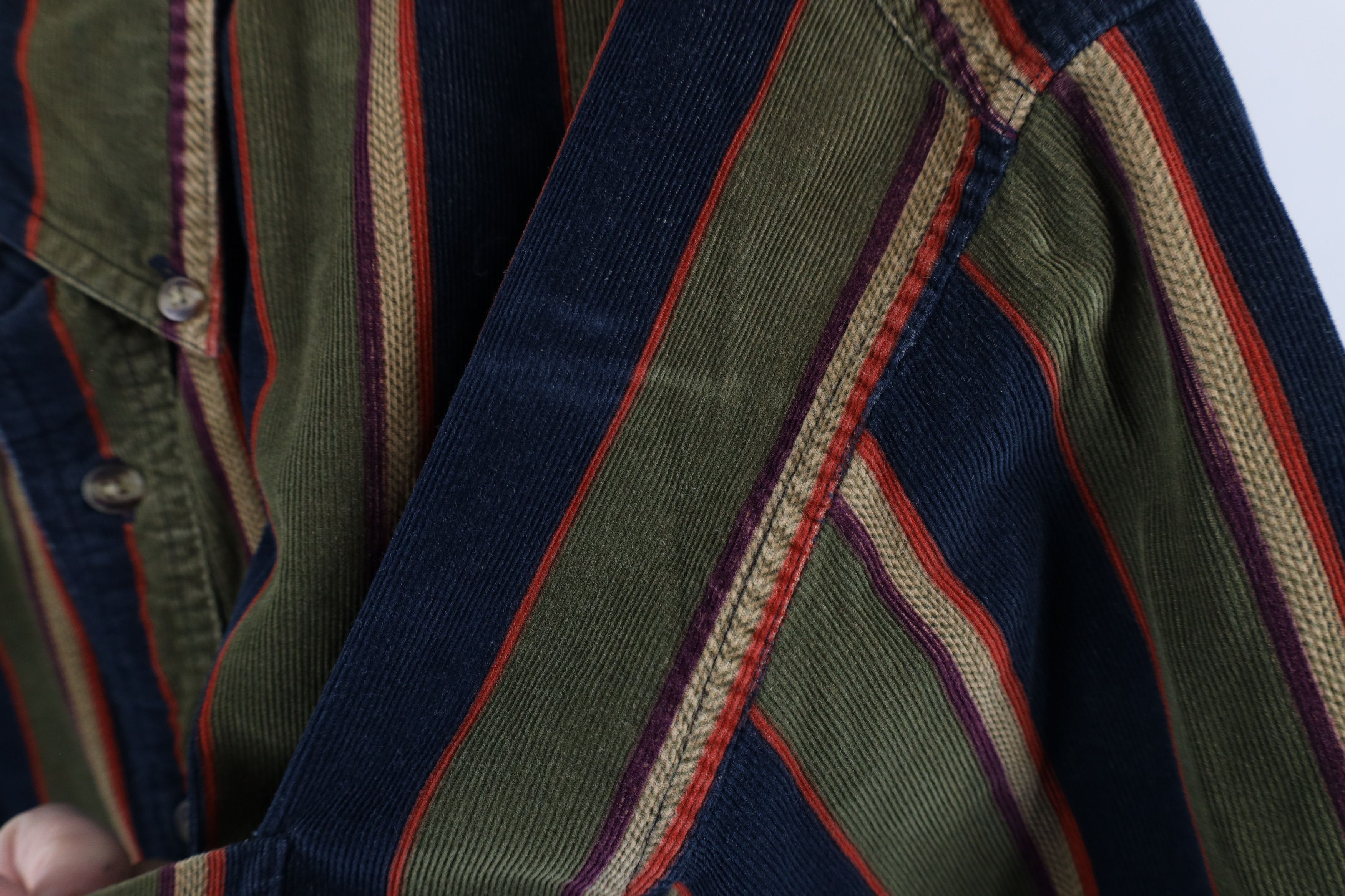 Vintage Vintage 90s Streetwear Block Corduroy Button Down Shirt Size US L / EU 52-54 / 3 - 5 Thumbnail