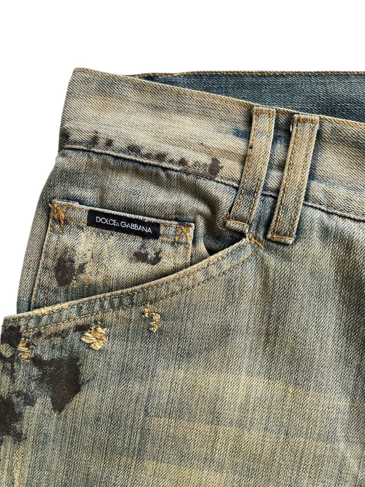 Dolce & Gabbana D&G Paint Splatted Distressed Pattern Denim Size US 35 - 8 Thumbnail